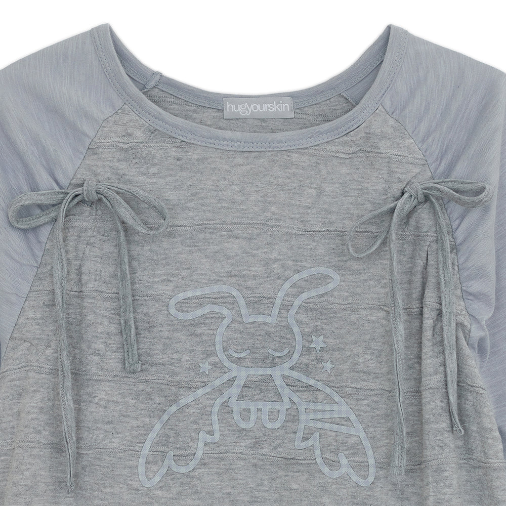 HUGYOURSKIN ANGEL PATCH RAGLAN DRESS (GREY)