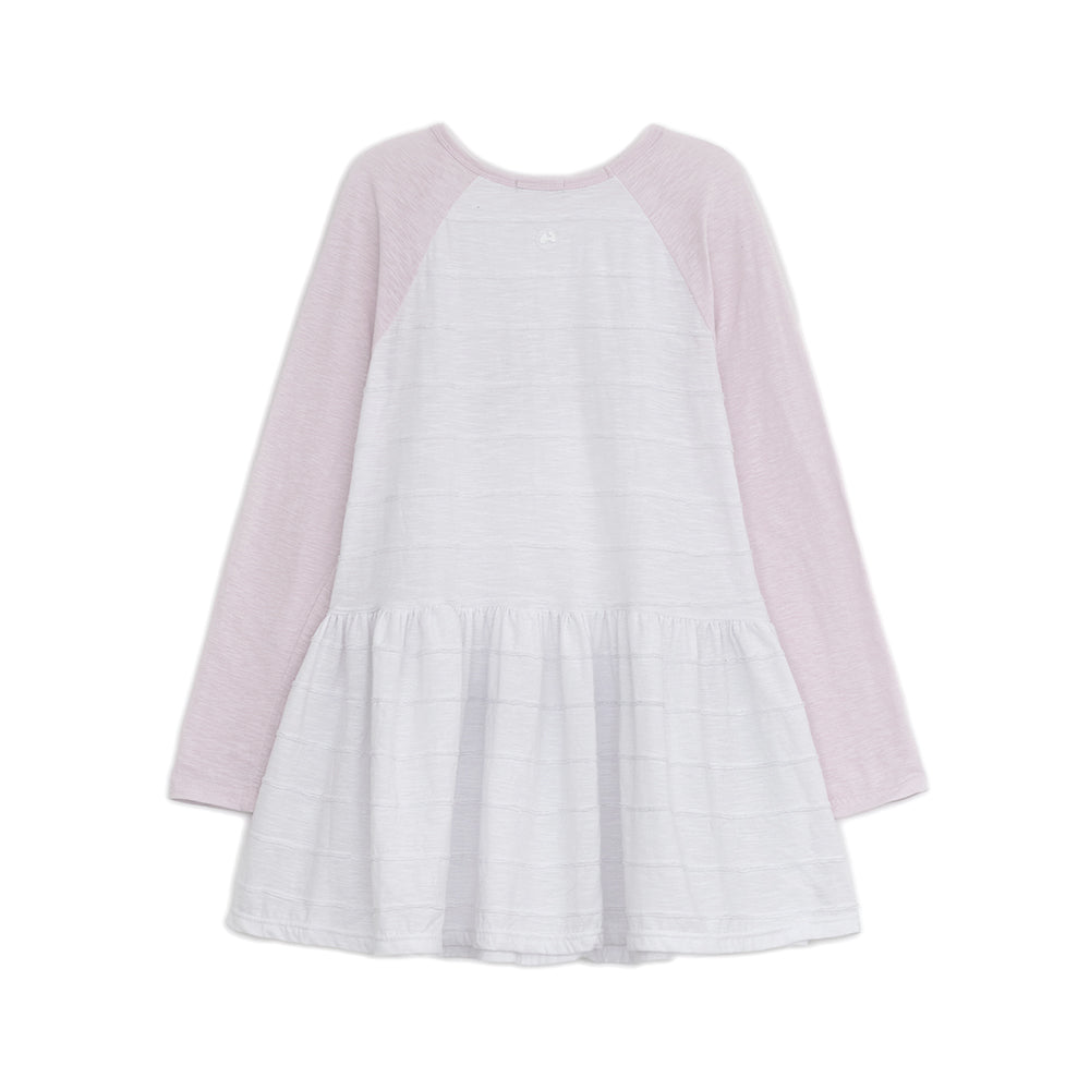 HUGYOURSKIN ANGEL PATCH RAGLAN DRESS (WHITE PINK)