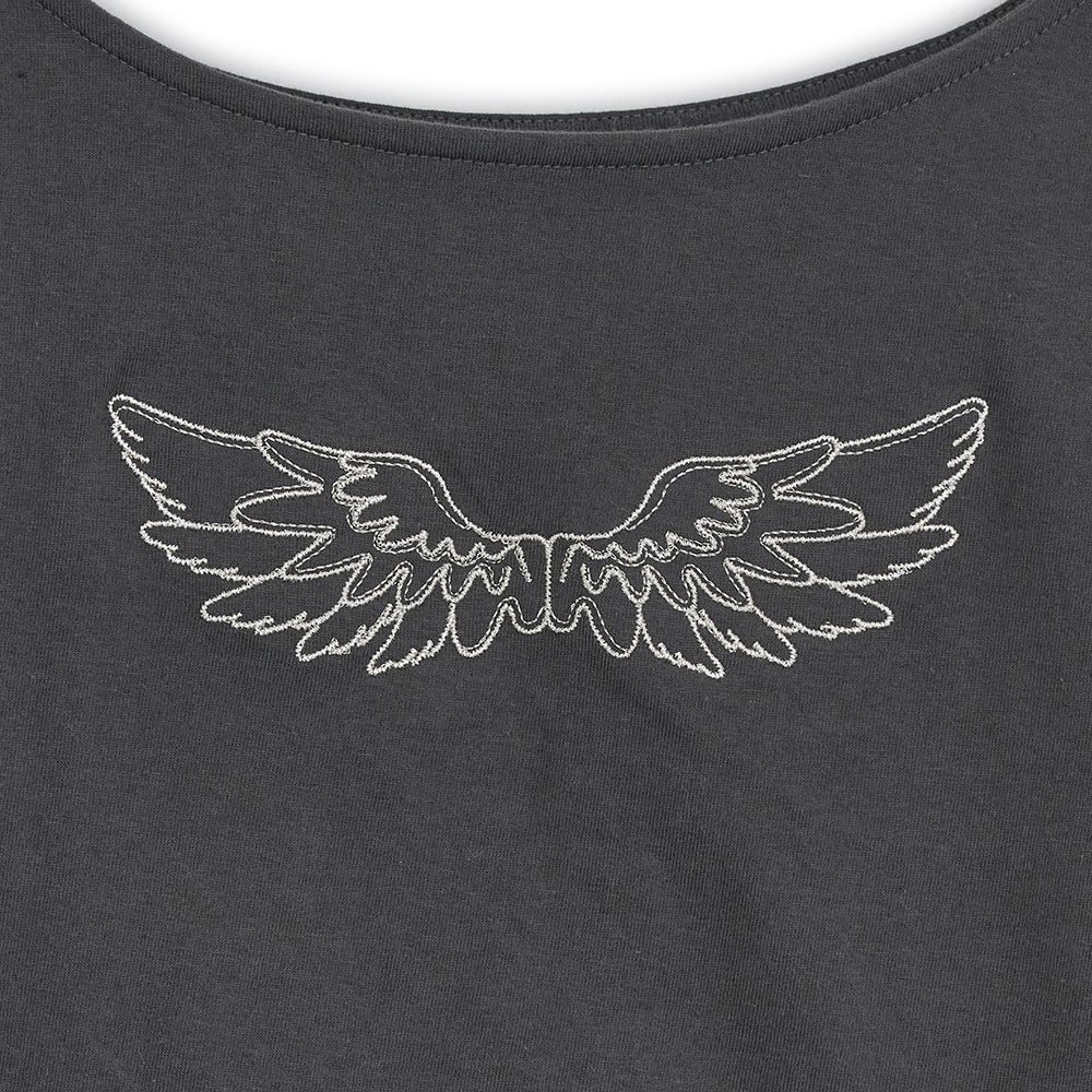 HUGYOURSKIN ANGEL WING TOP (CHARCOAL)