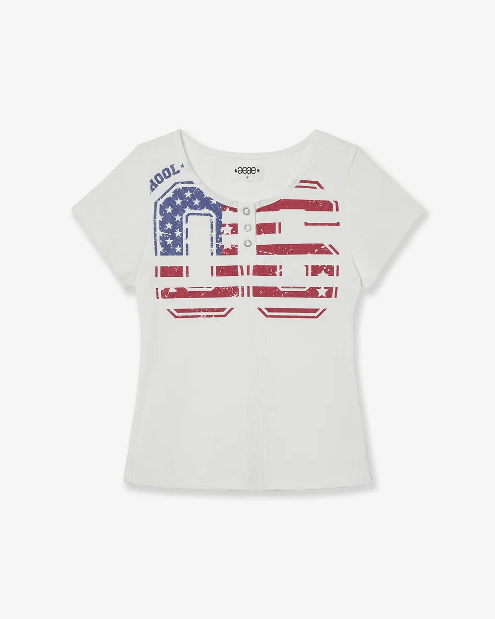 AEAE USA BANNER HENLY NECK TEE (WHITE)
