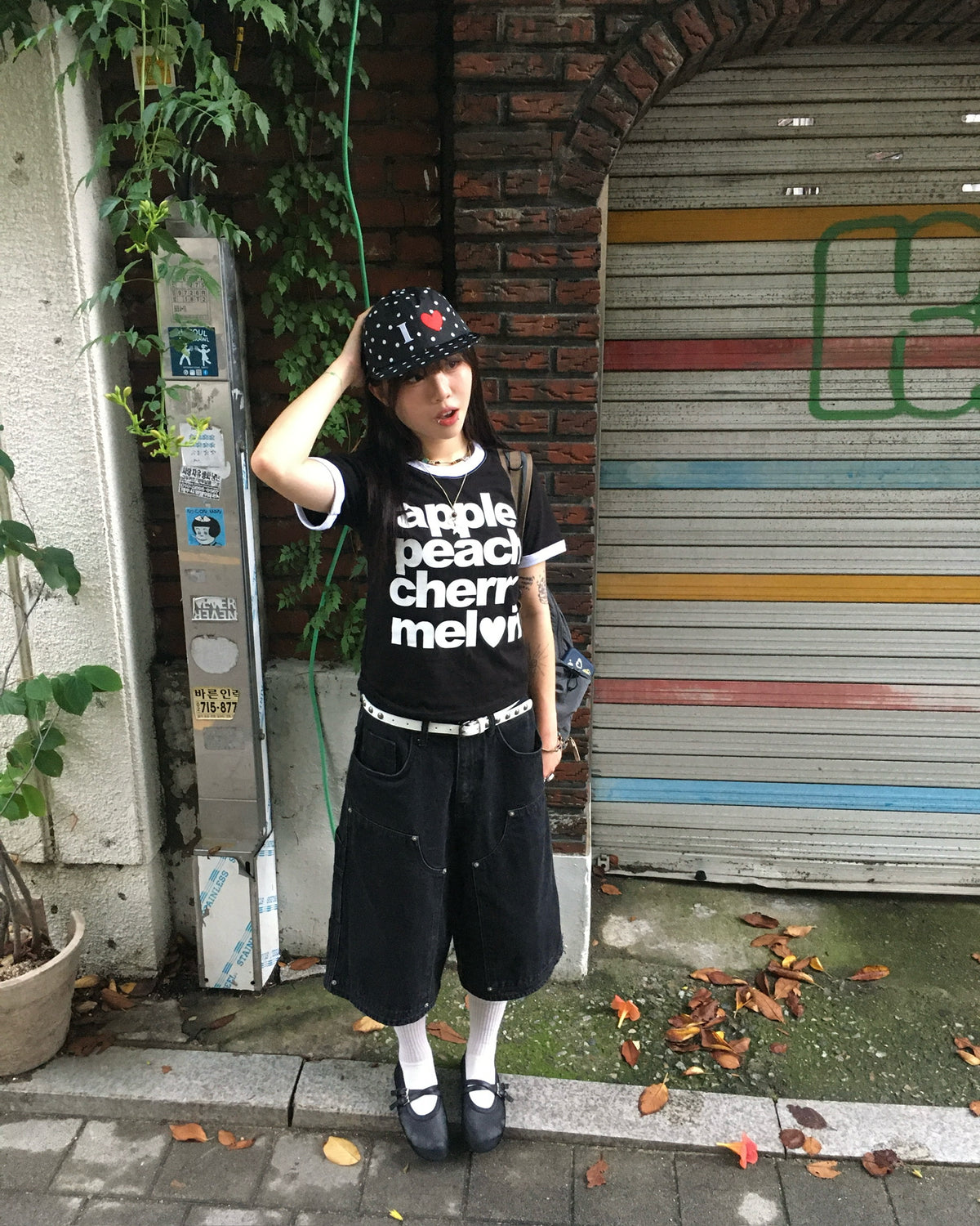 heart dot cap (black)