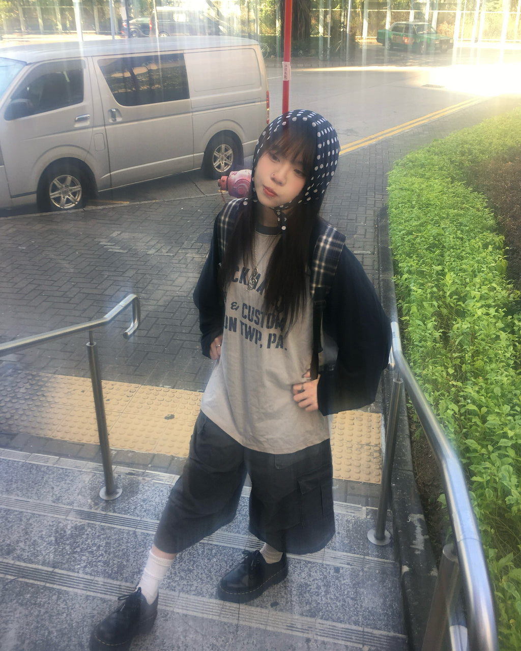 checkmates raglan tee (navy/grey) (women)