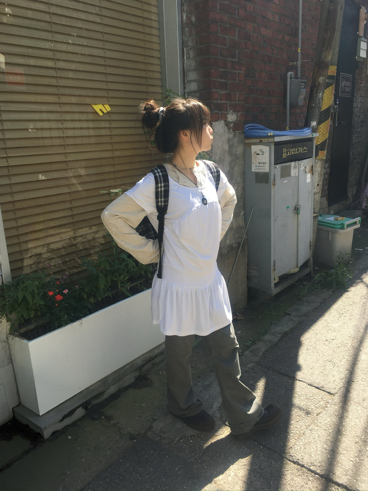 jersey shirring dress (white)