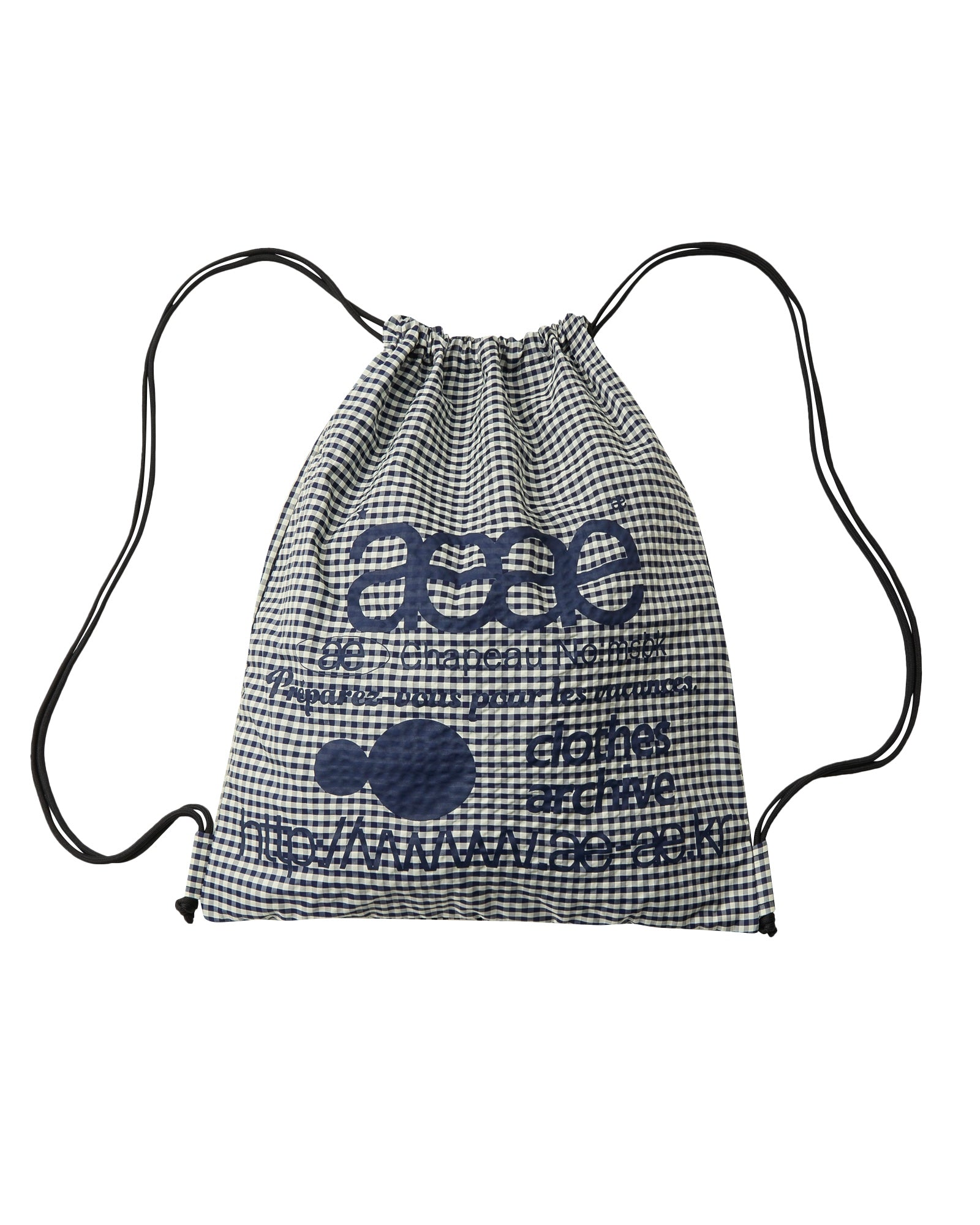 AEAE WEB LOGO CHECK GYM SACK (BLUE)