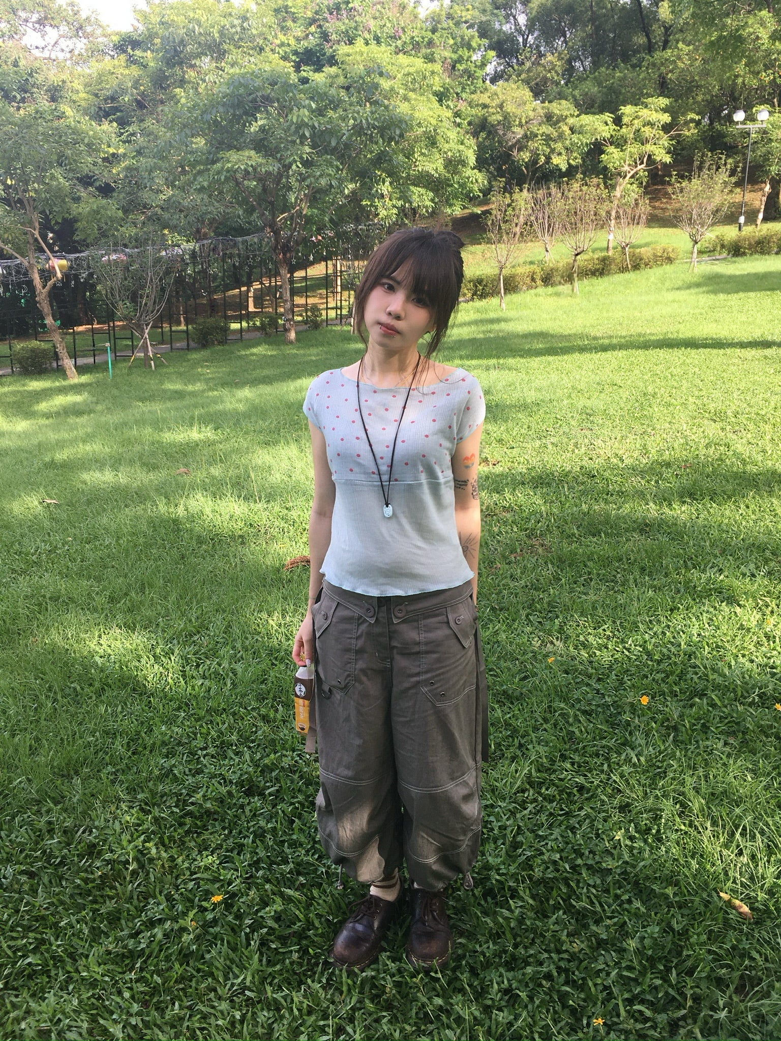 ribbed dot top (sky blue)