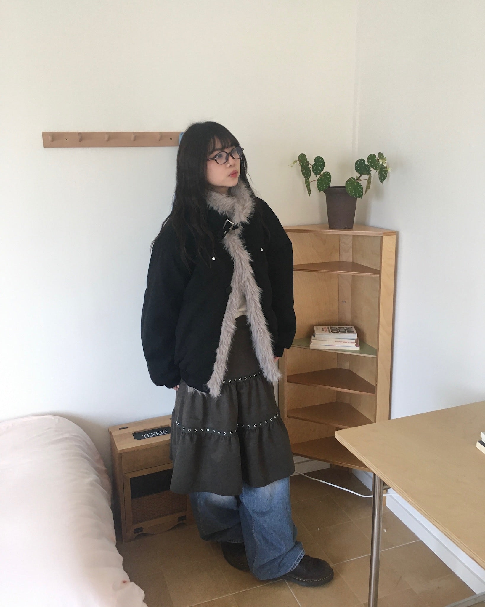 (★BEST) fur collar jacket (black)