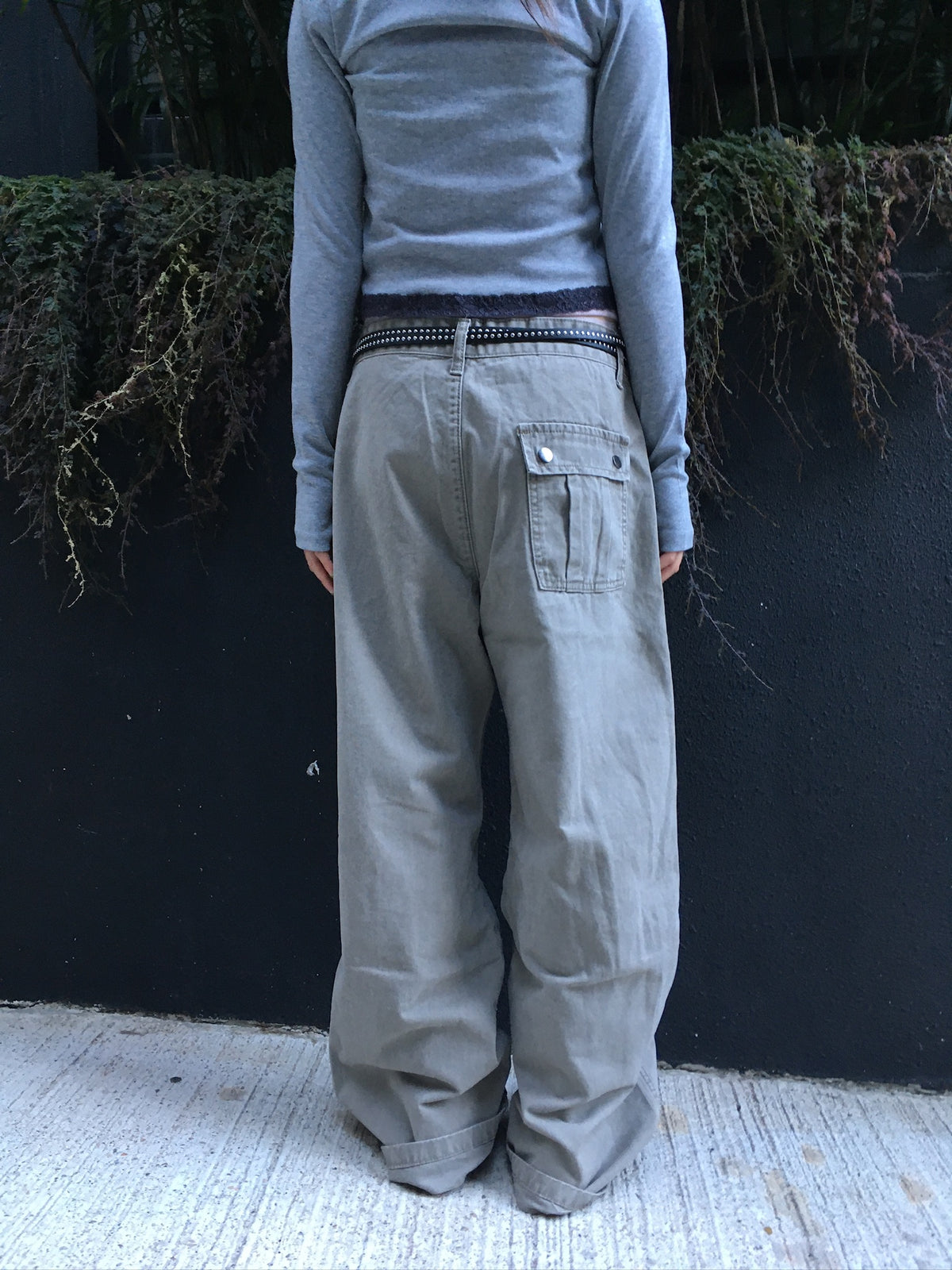 vintage washed cargo pants (beige)