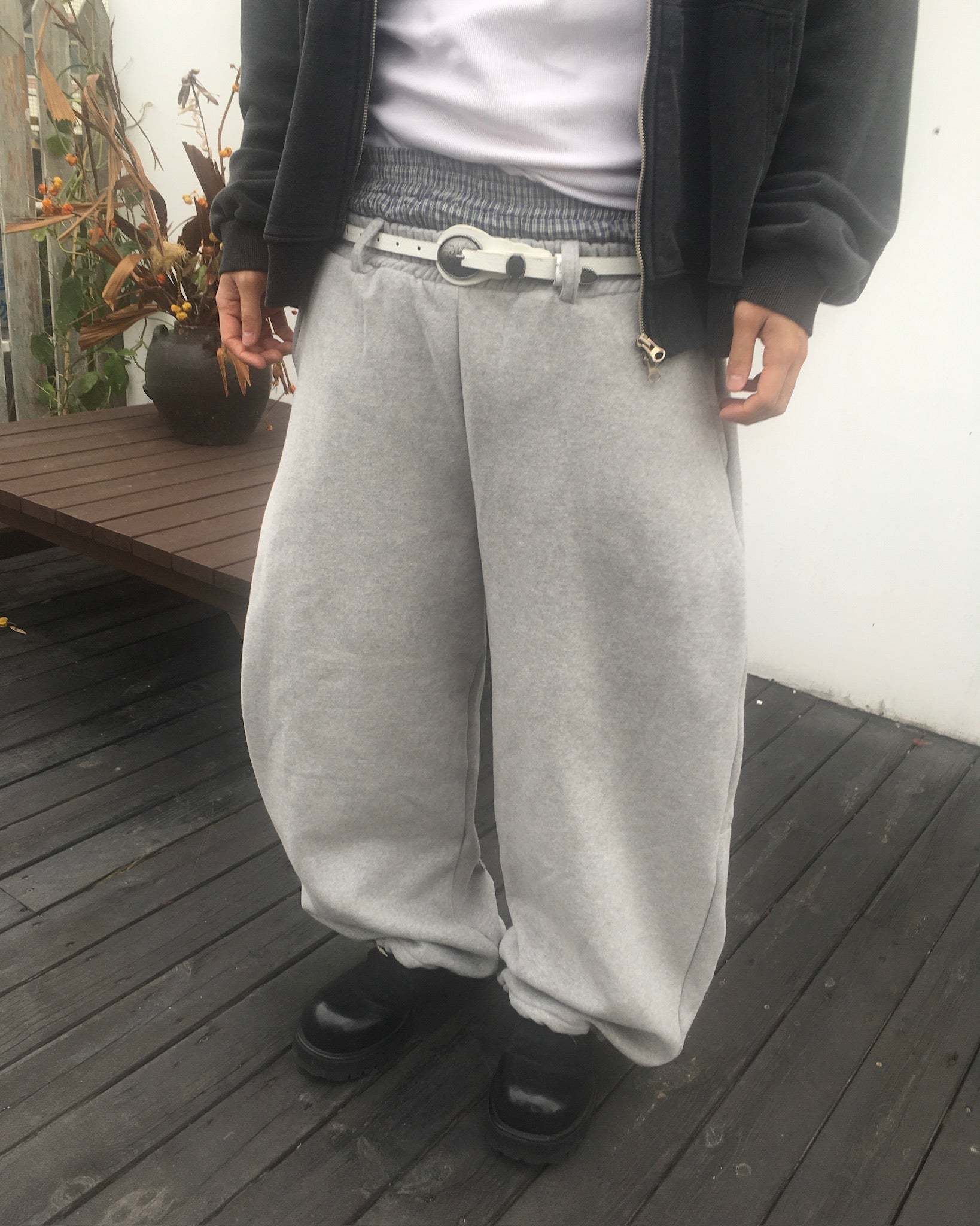 trunk layered sweat pants (grey)
