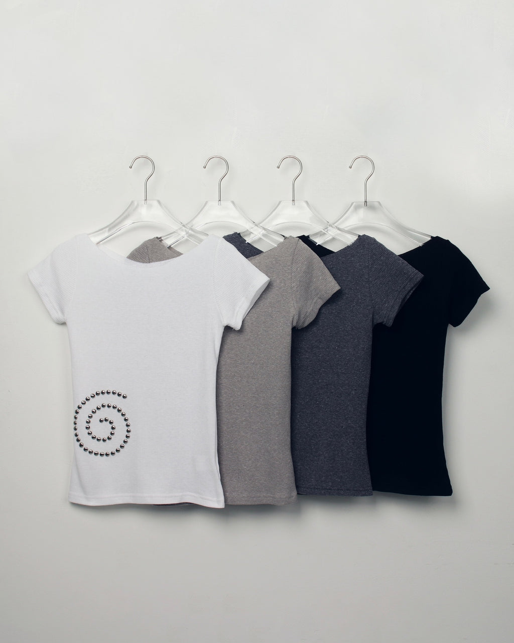 spiral studded tee (white)