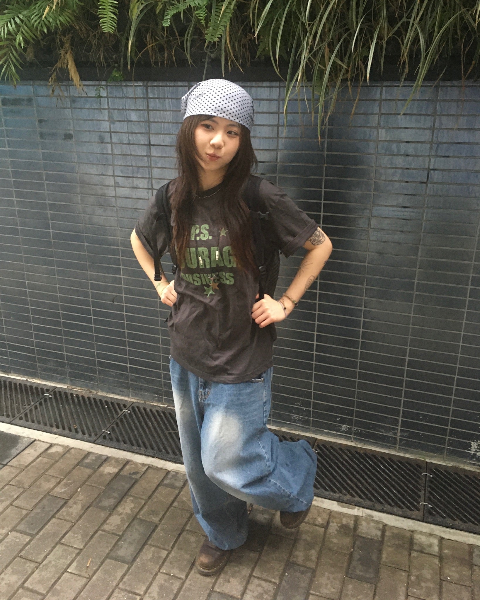 divi washed wide jeans (blue)
