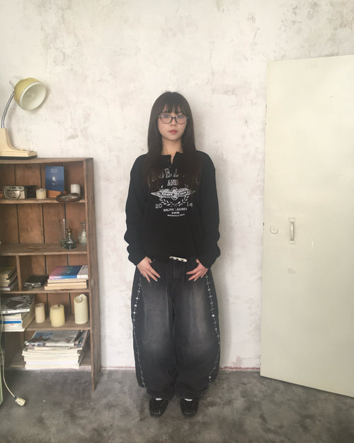 vintage waffle crop tee (black)