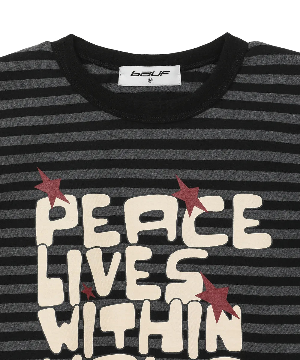 BAUF PEACE RINGER SLIM FIT T-SHIRT (STRIPE BLACK)