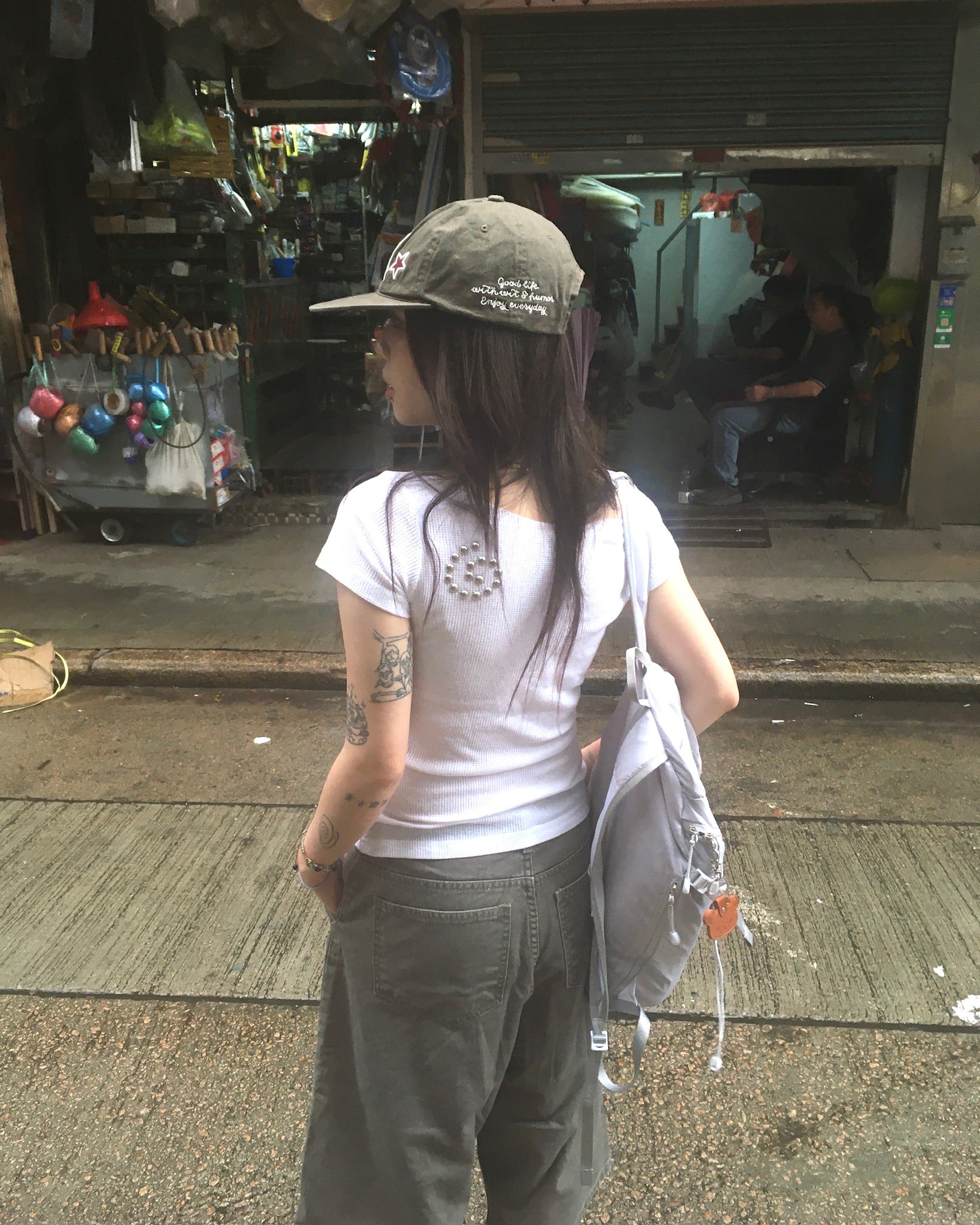 spiral studded tee (white)