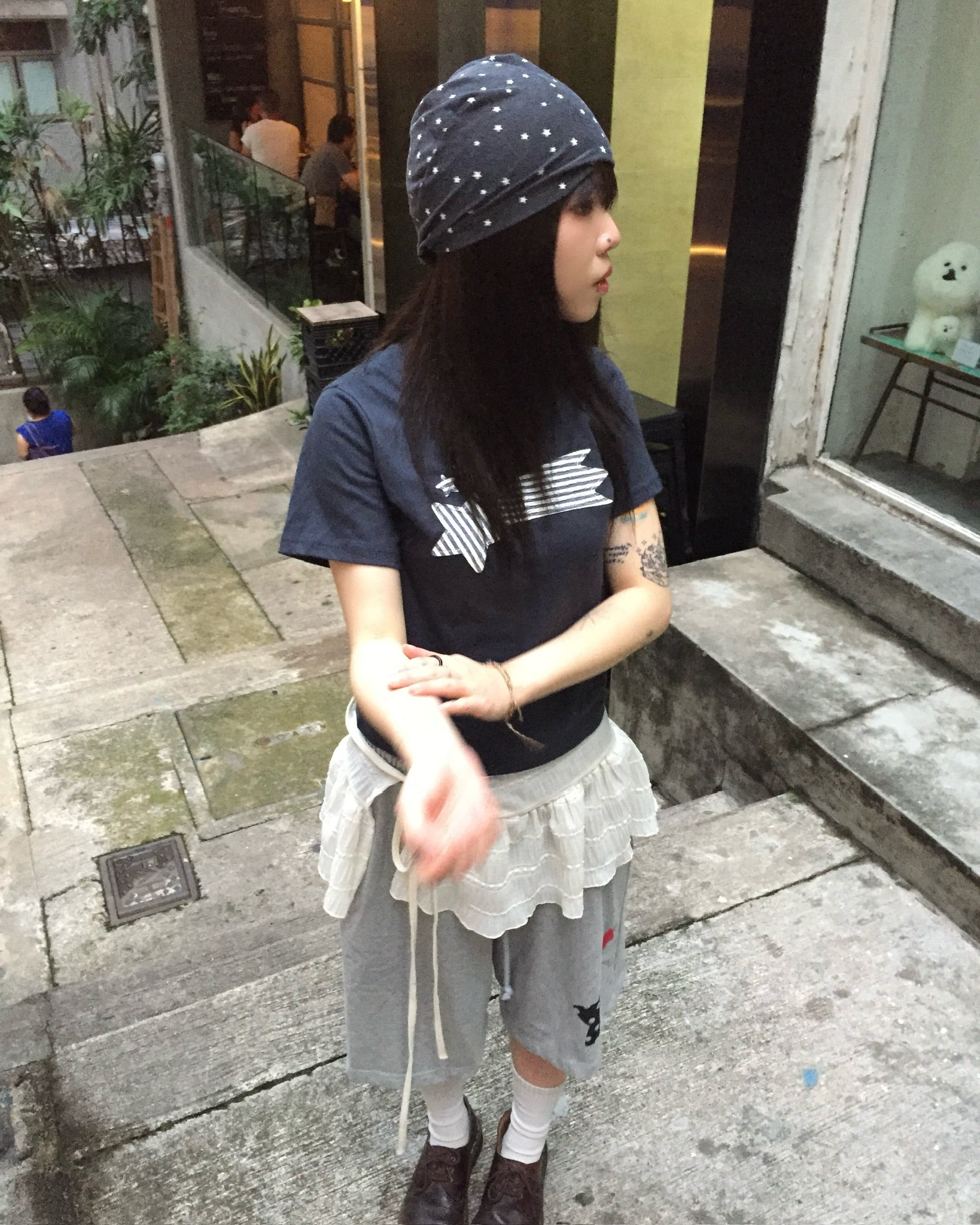 star patch crop tee (navy)