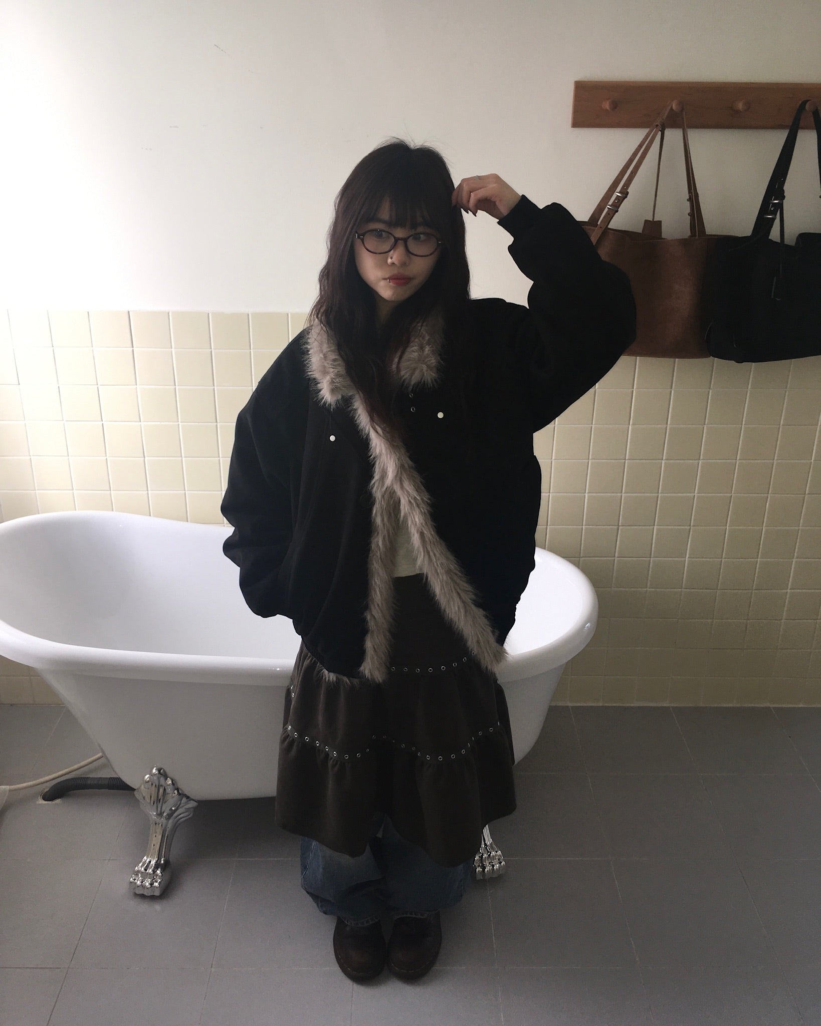 (★BEST) fur collar jacket (black)