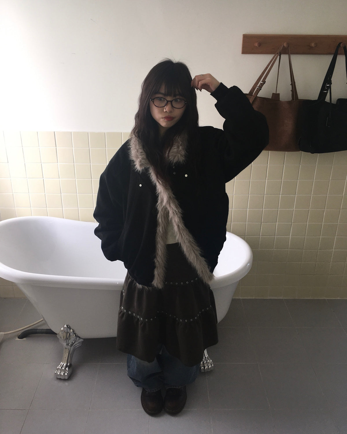 (★best) fur collar jacket (black)