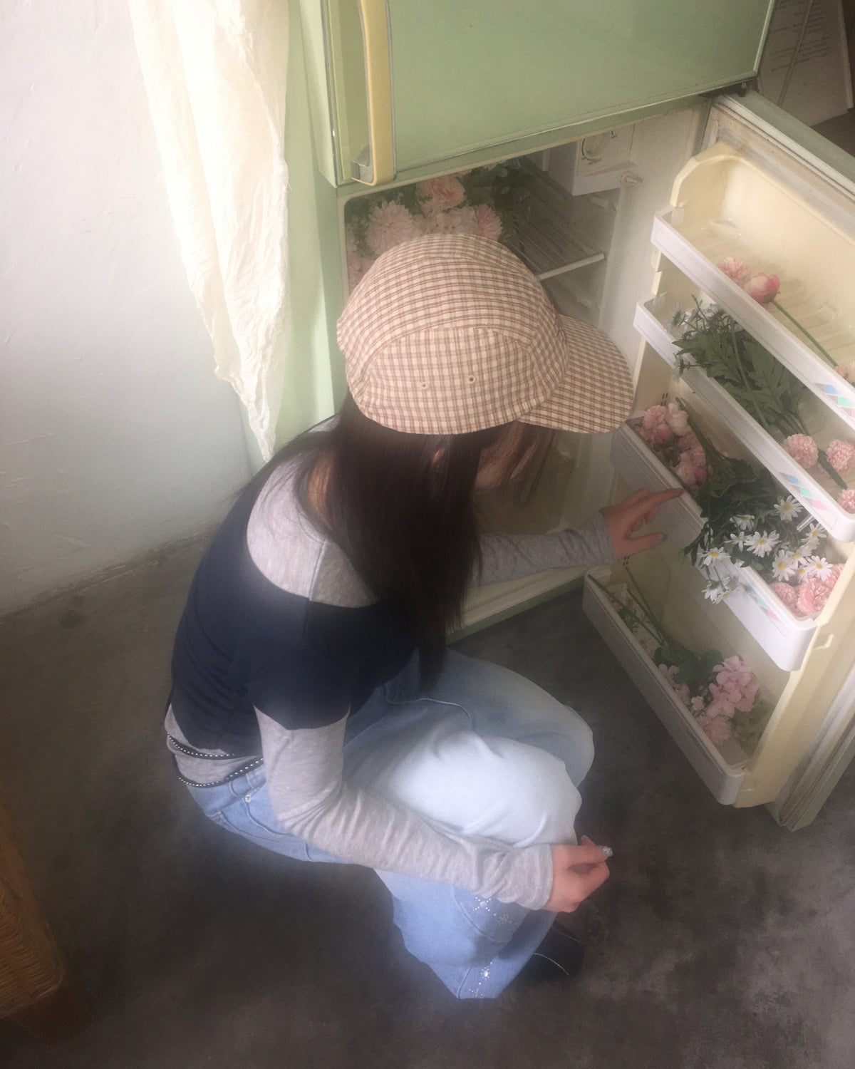 sun checked cap (brown)