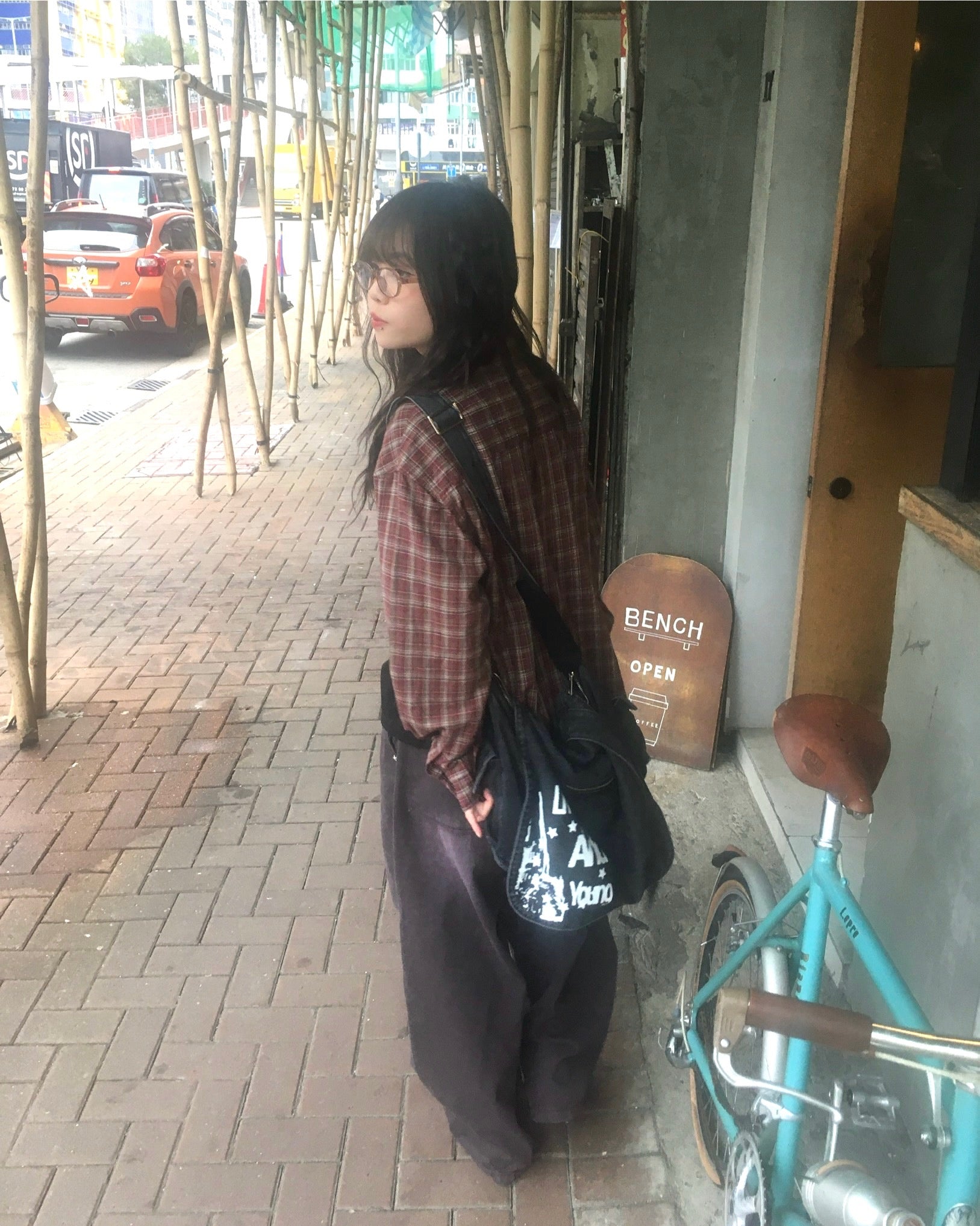 double pocket checked shirt (red)