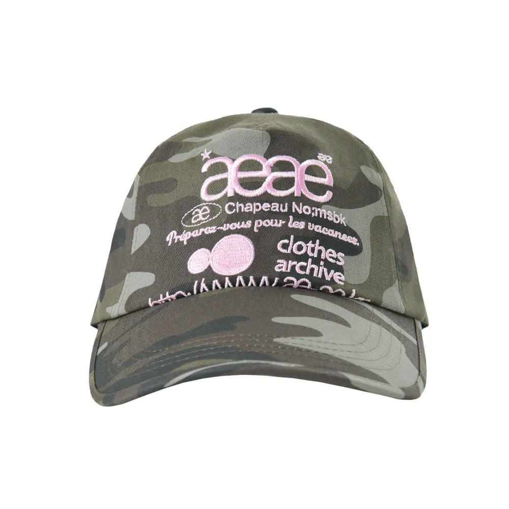 AEAE WEB LOGO CAMO 5 PANNEL CAP (GREEN)