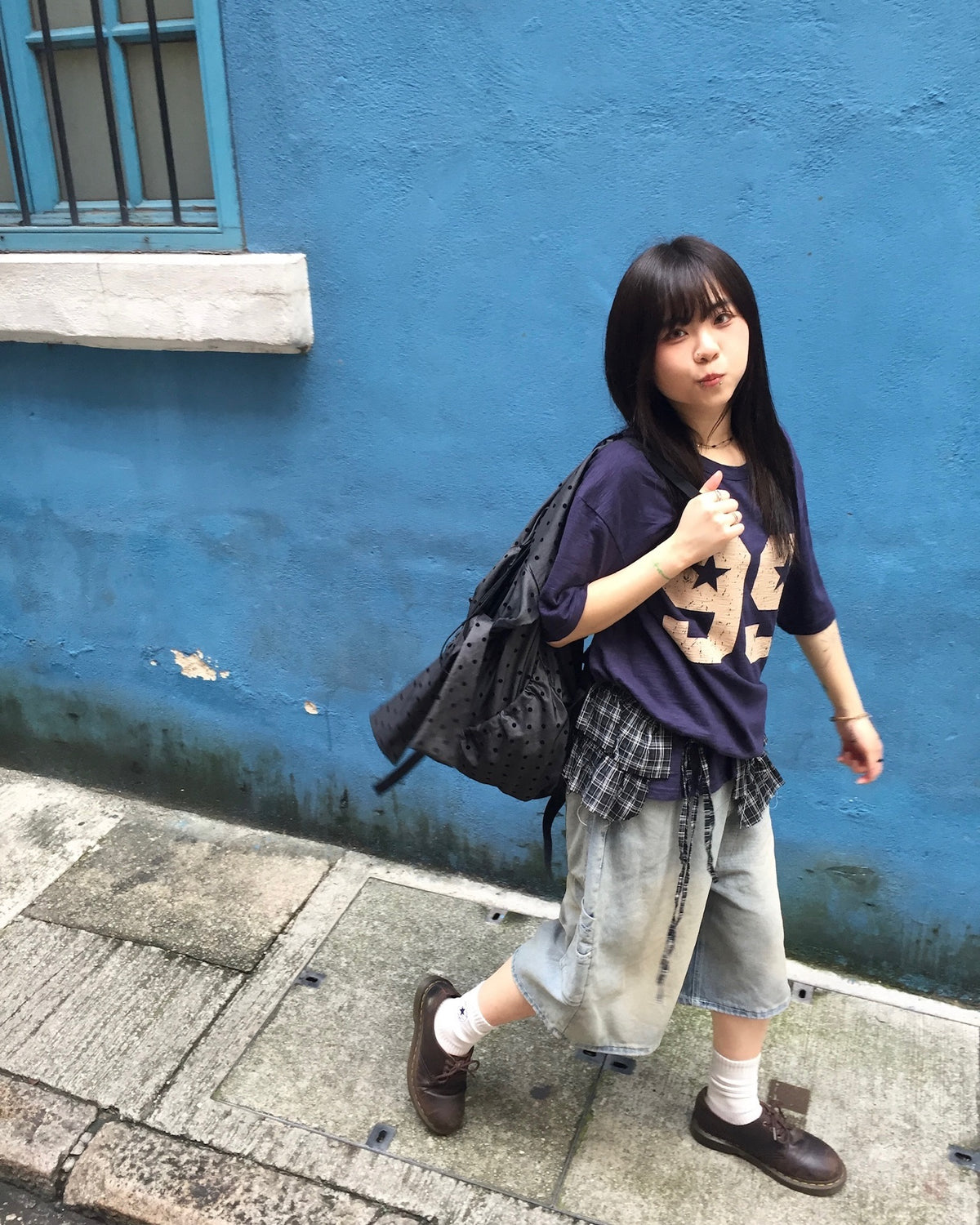 checked layer skirt (black)