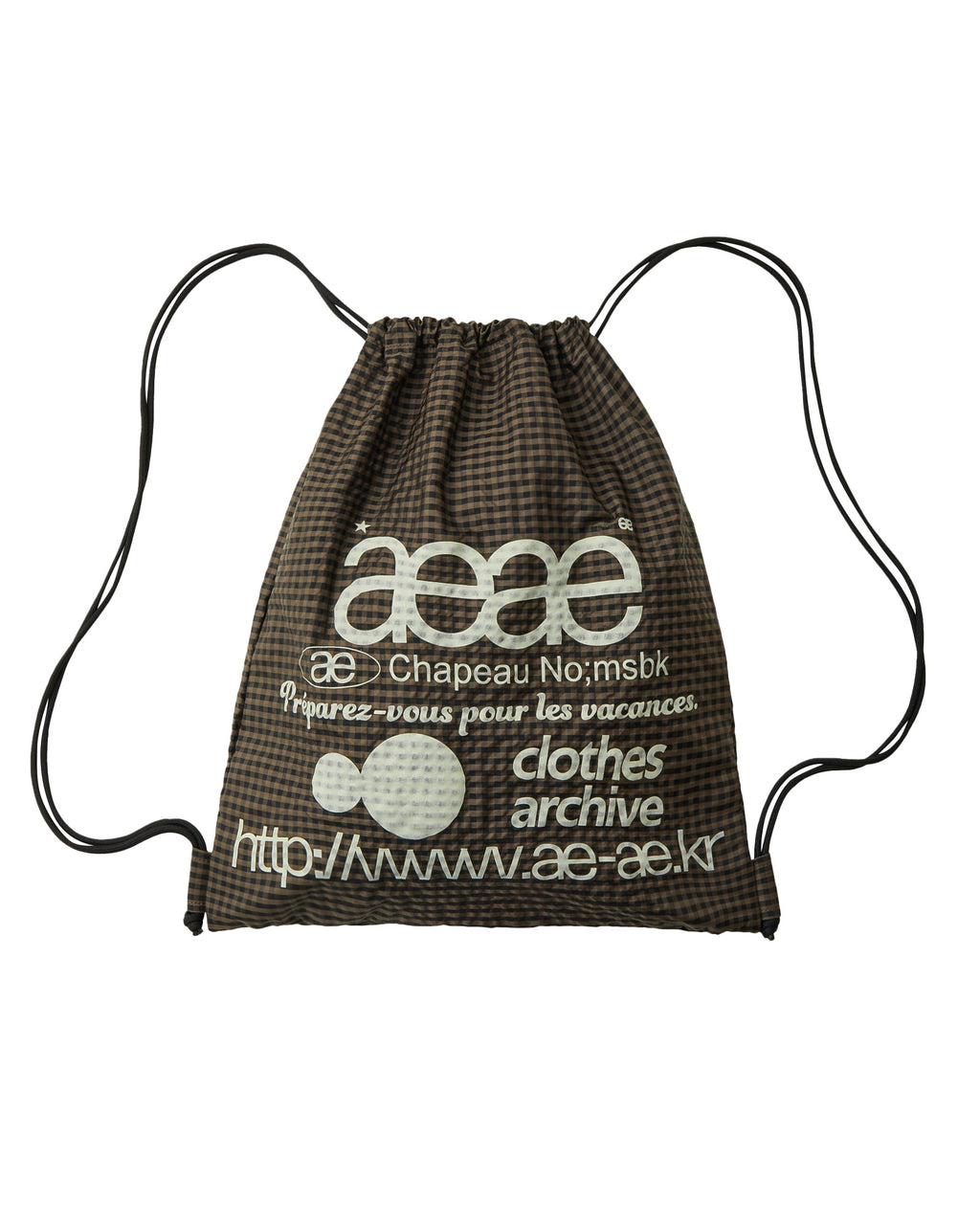 AEAE WEB LOGO CHECK GYM SACK (BROWN)
