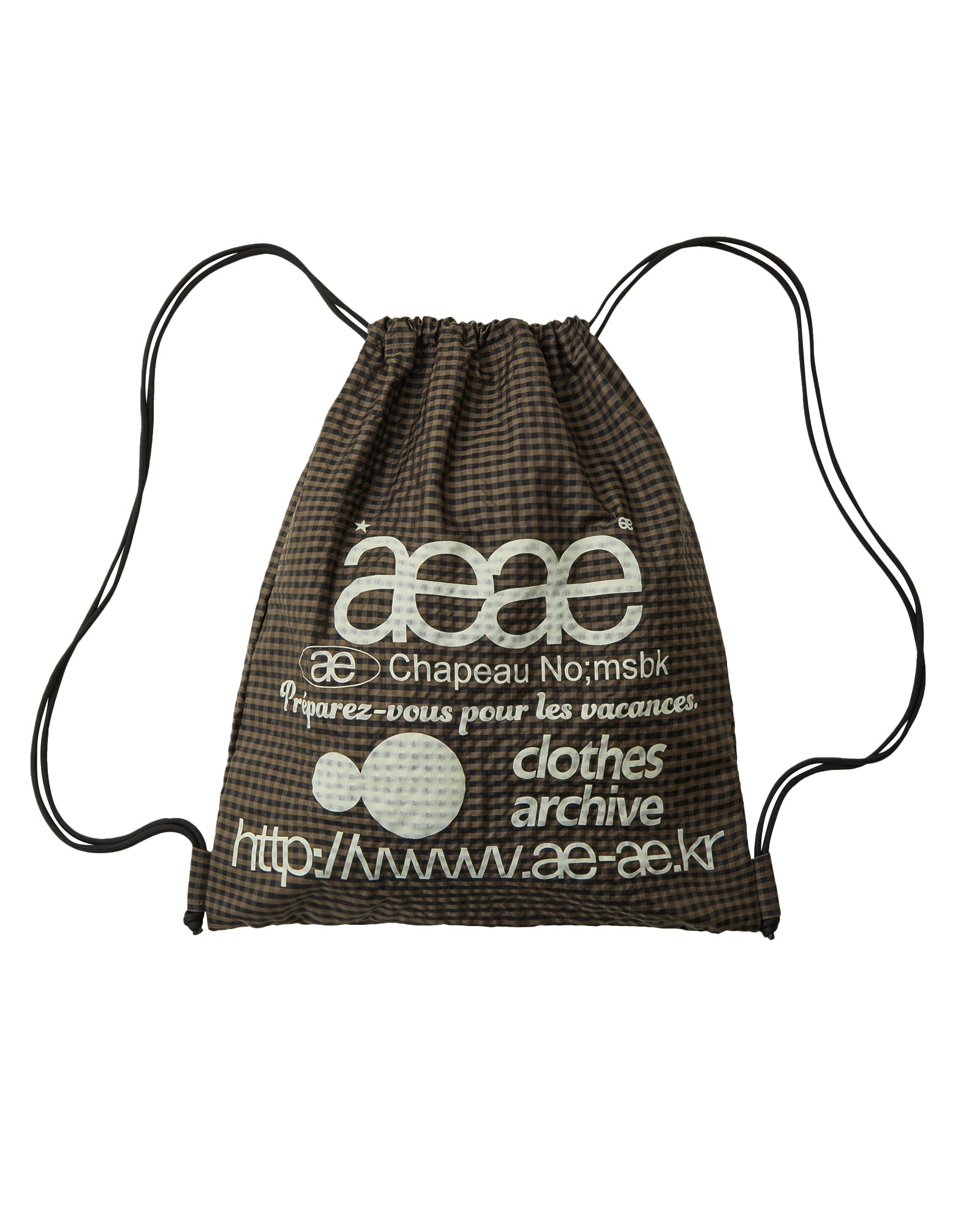 AEAE WEB LOGO CHECK GYM SACK (BROWN)