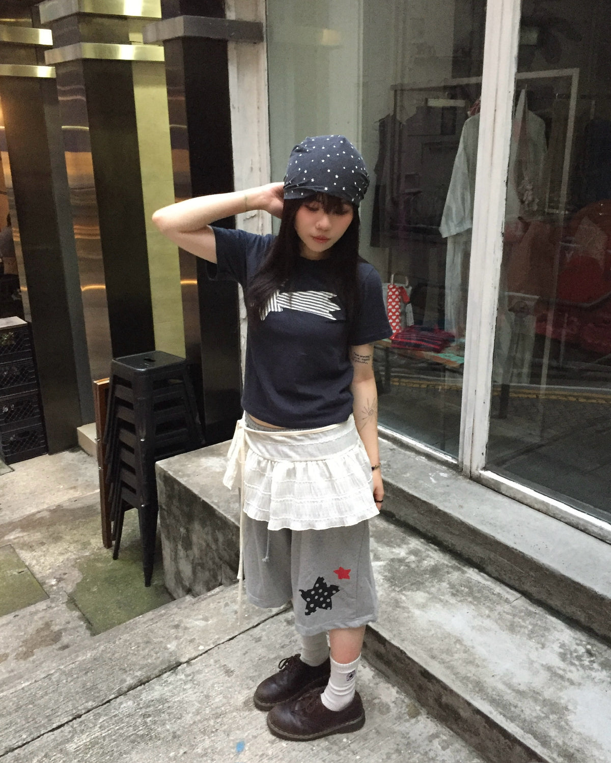 kisses cotton shorts (grey)