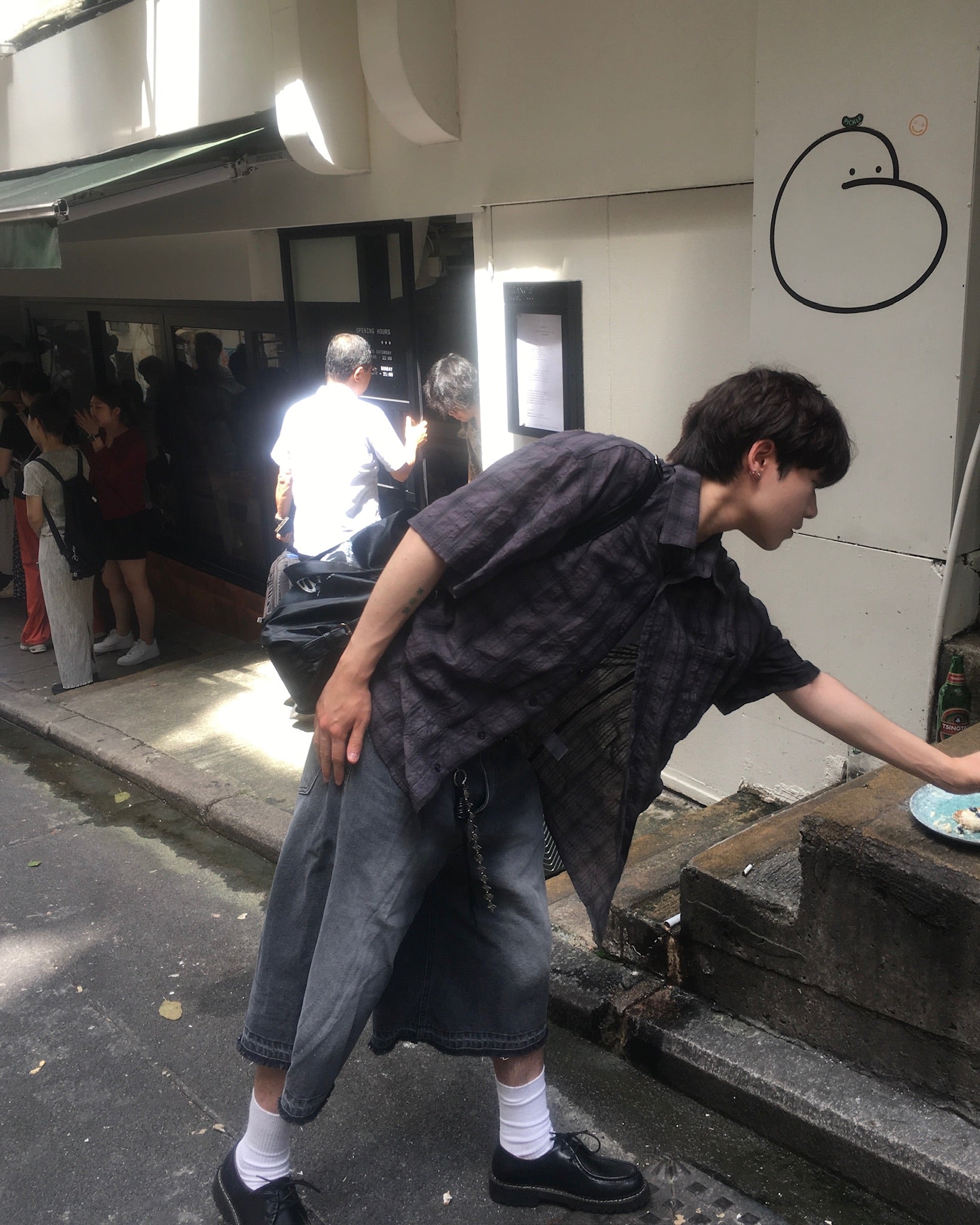 deck washed bermuda jeans (black)