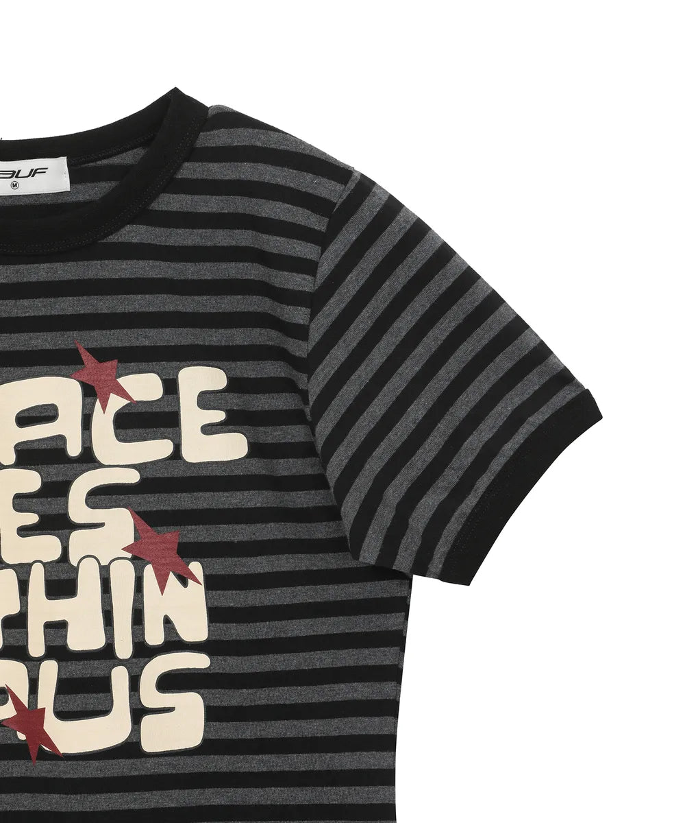 BAUF PEACE RINGER SLIM FIT T-SHIRT (STRIPE BLACK)