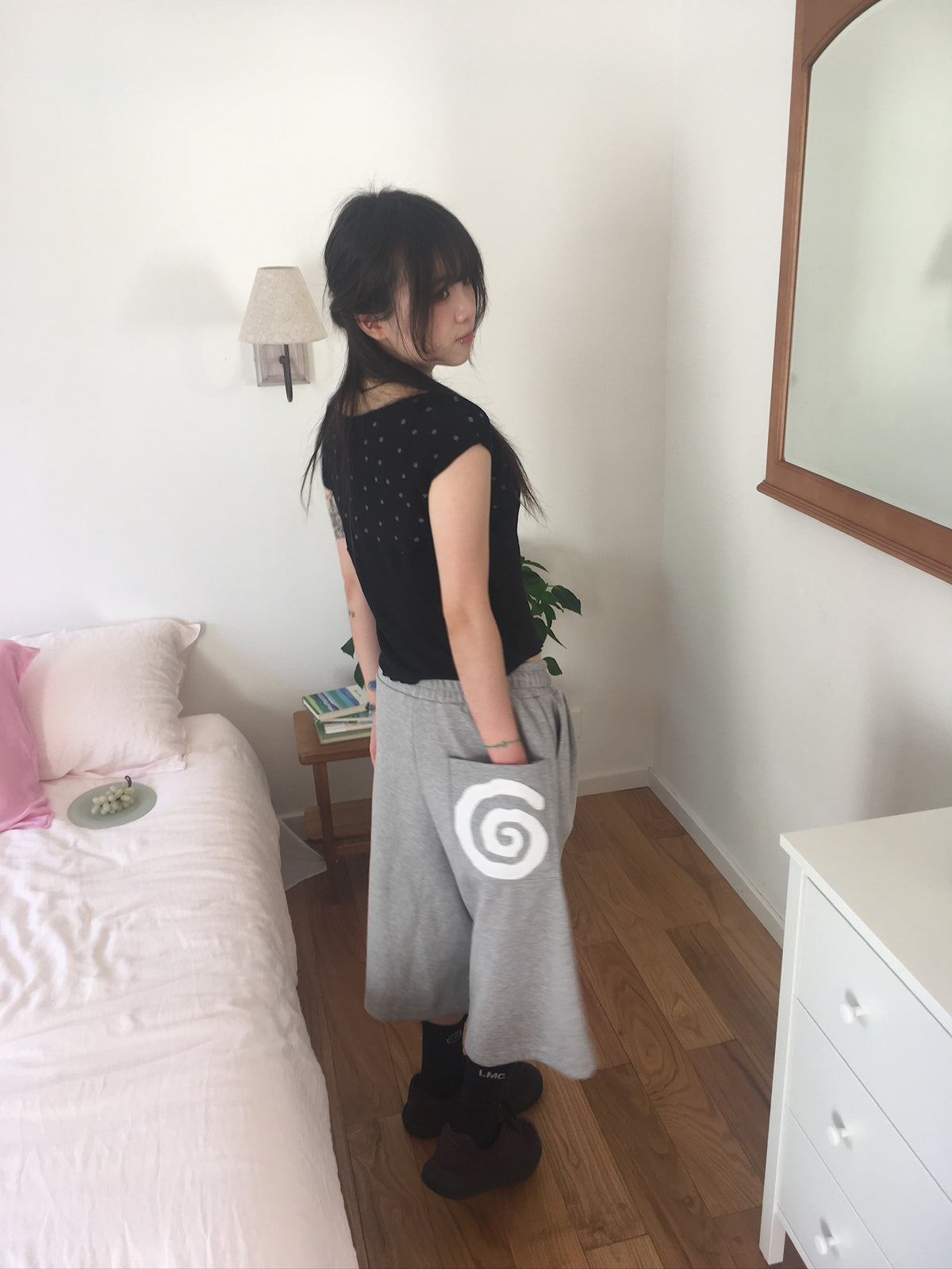 (★best) spiral half sweat pants (grey)