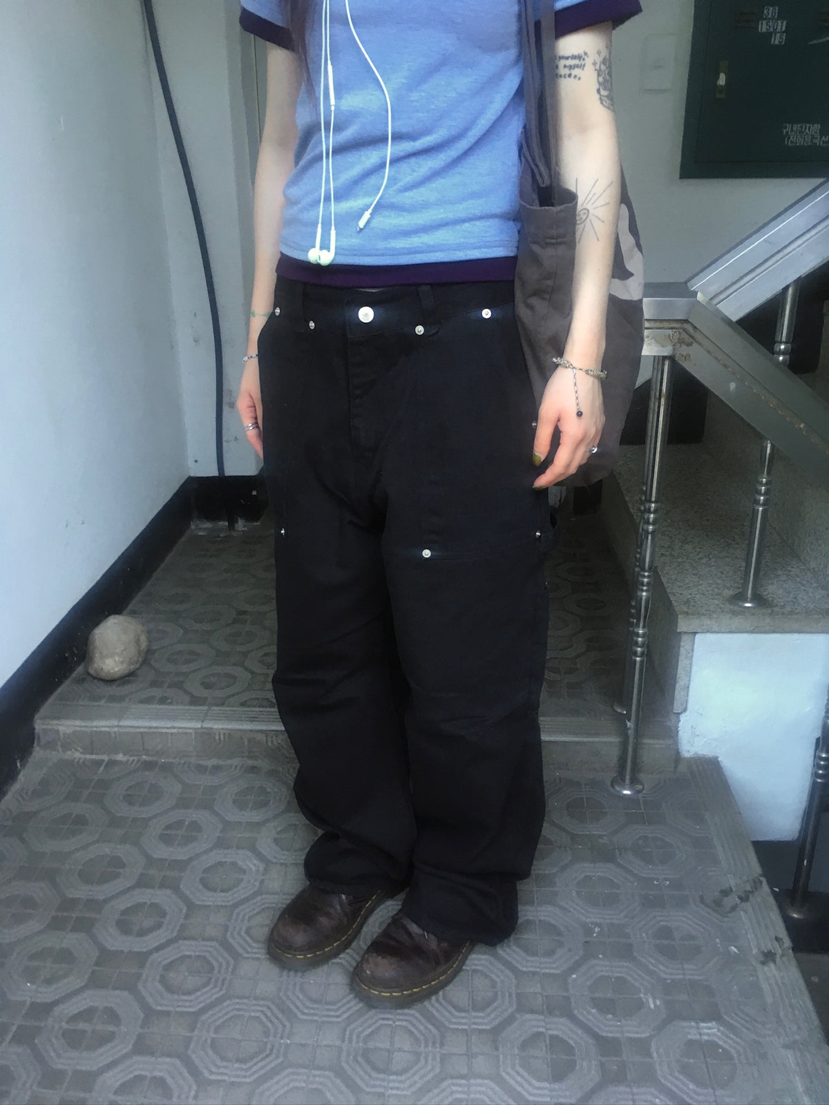 fatigue washed pants (black)