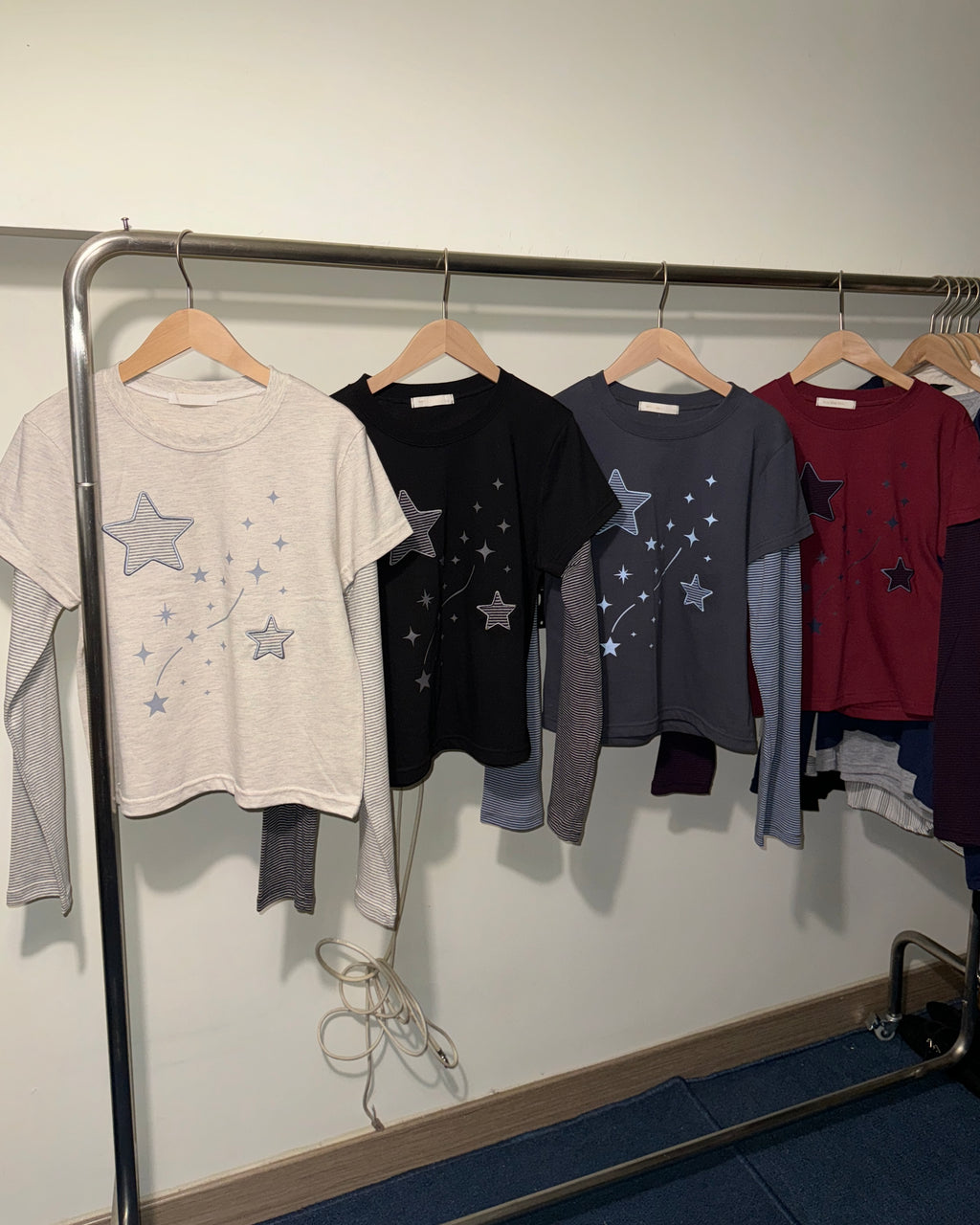 [1+1] star stripe layered tee