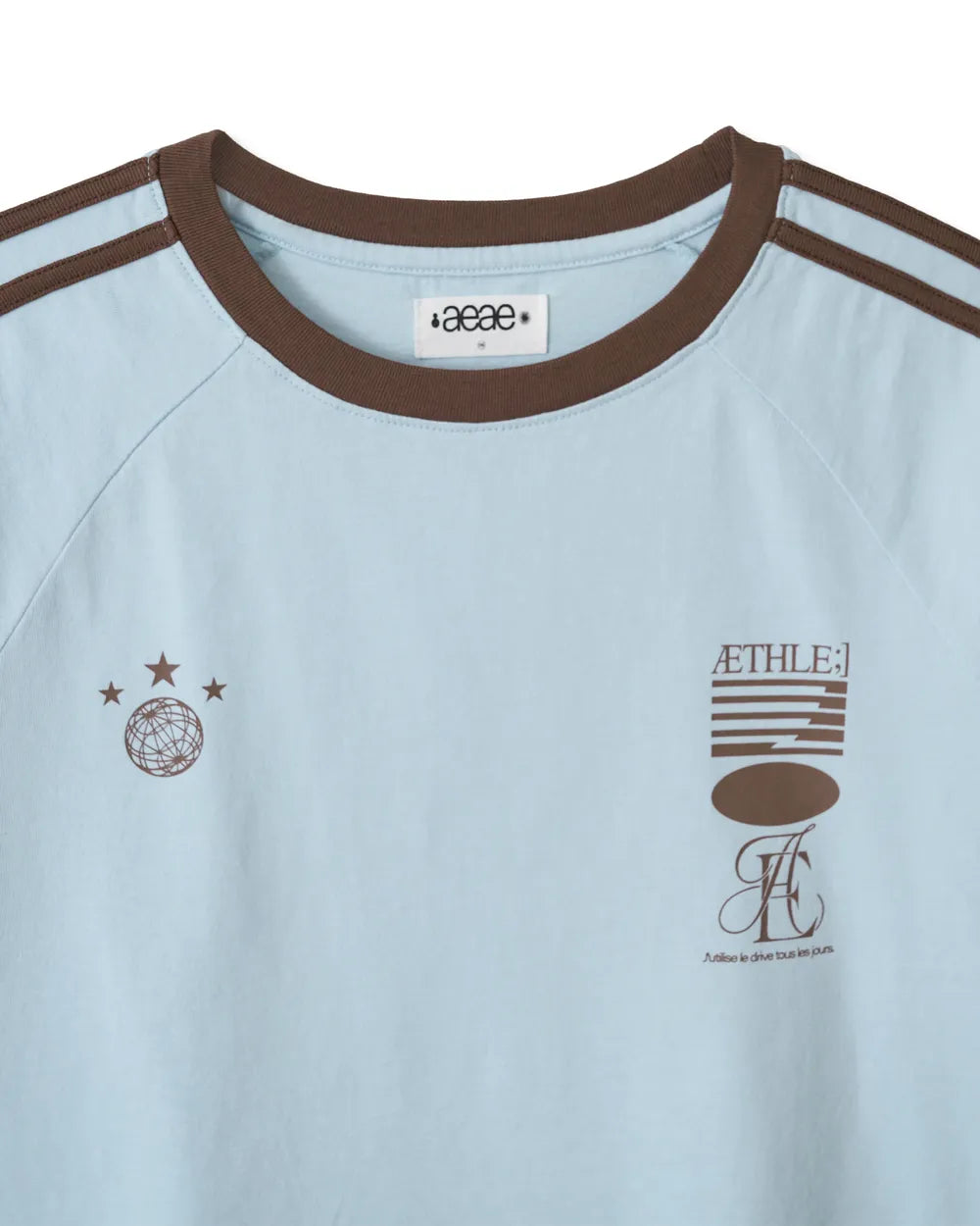 AEAE ATHLETE STRIPE HALF T-SHIRTS (SKY BLUE)