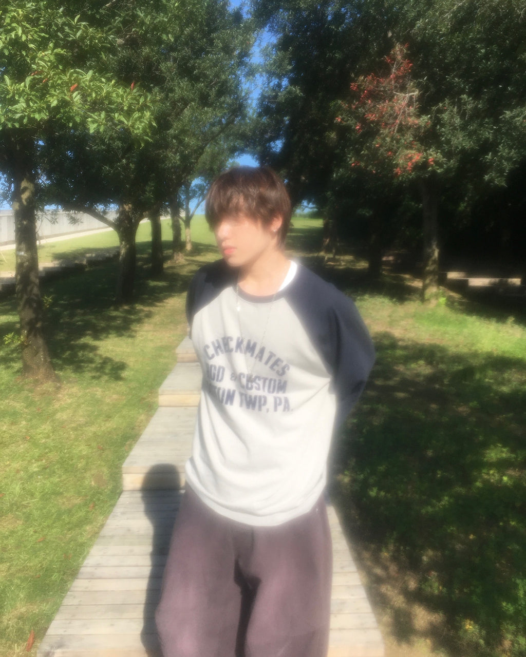 checkmates raglan tee (navy/grey) (men)