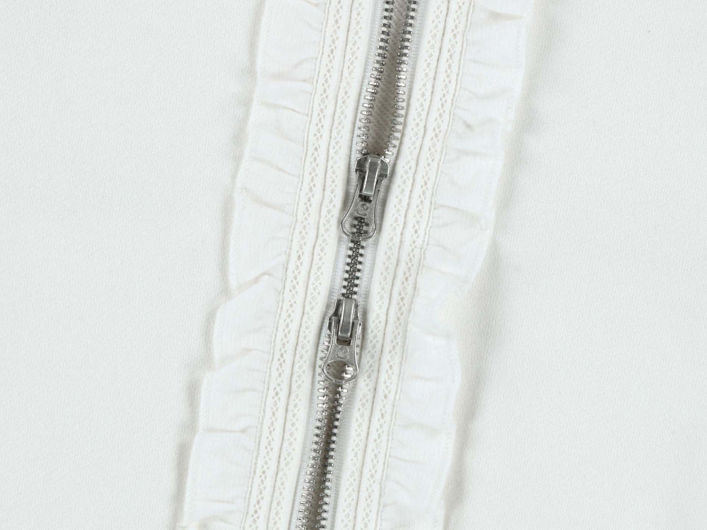 ✪【𝘱𝘳𝘦-𝘰𝘳𝘥𝘦𝘳】coyseio ruffle lace hood zip-up (white)