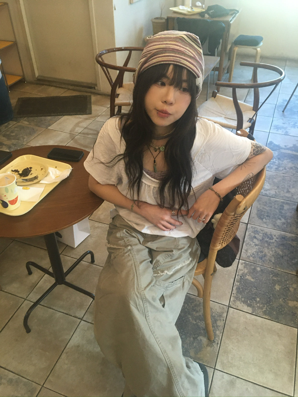 coco stripe beanie (pink)
