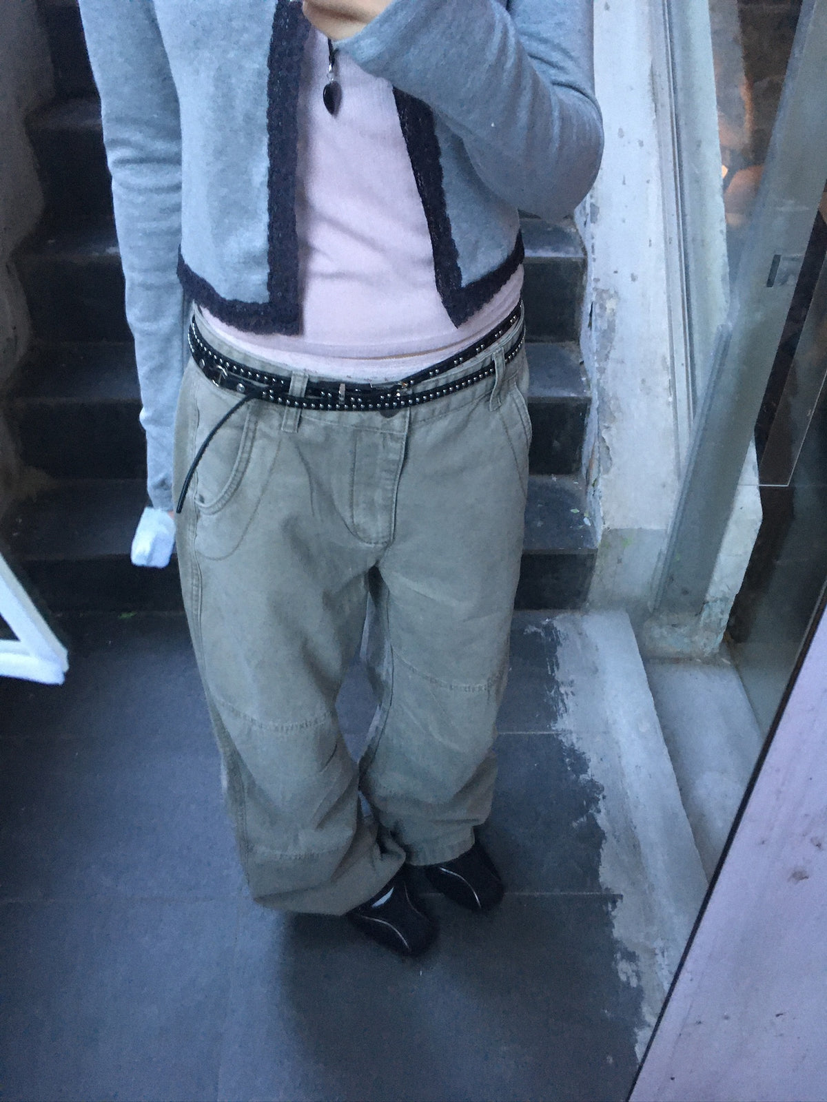 vintage washed cargo pants (beige)