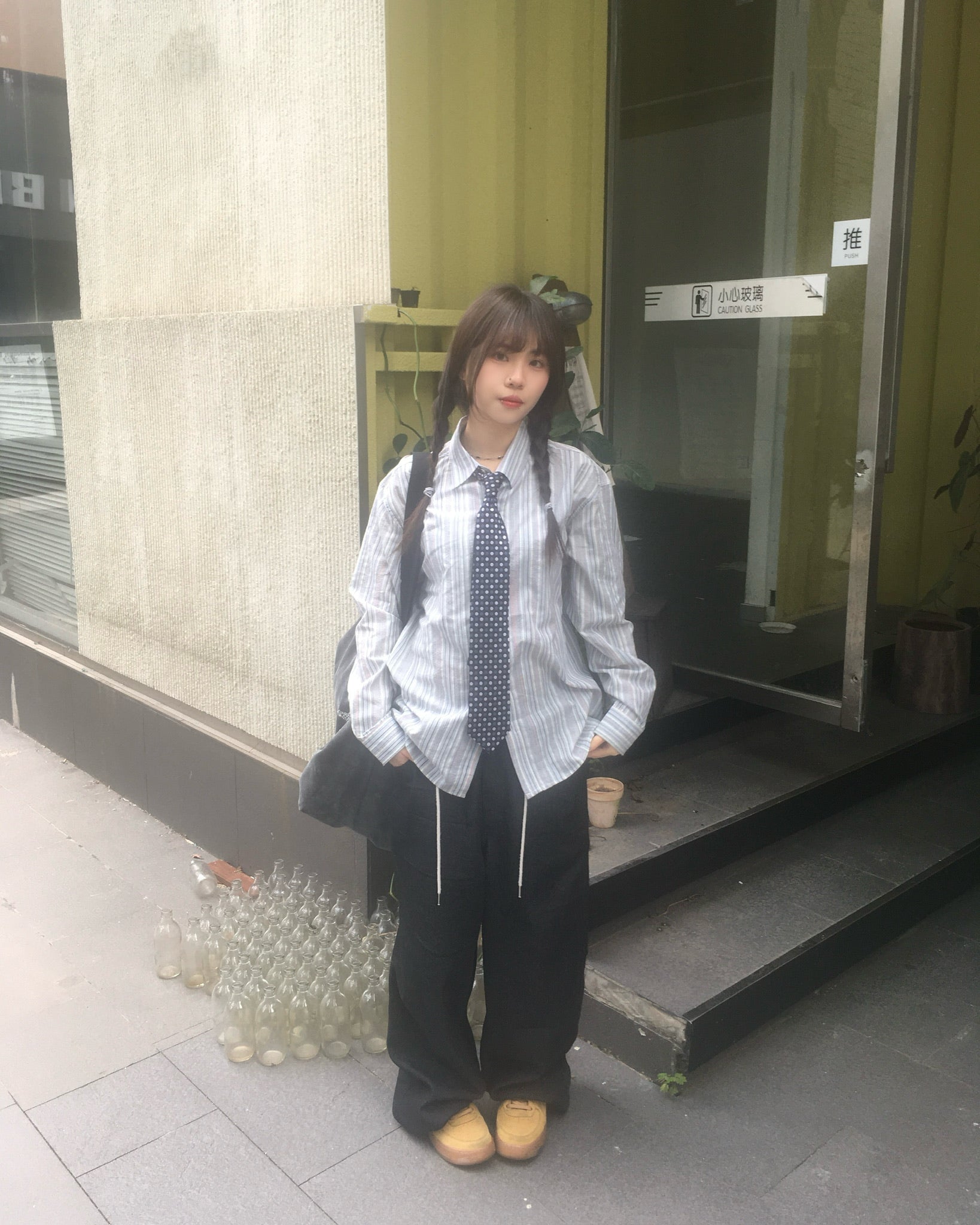 striped crop shirt (blue)