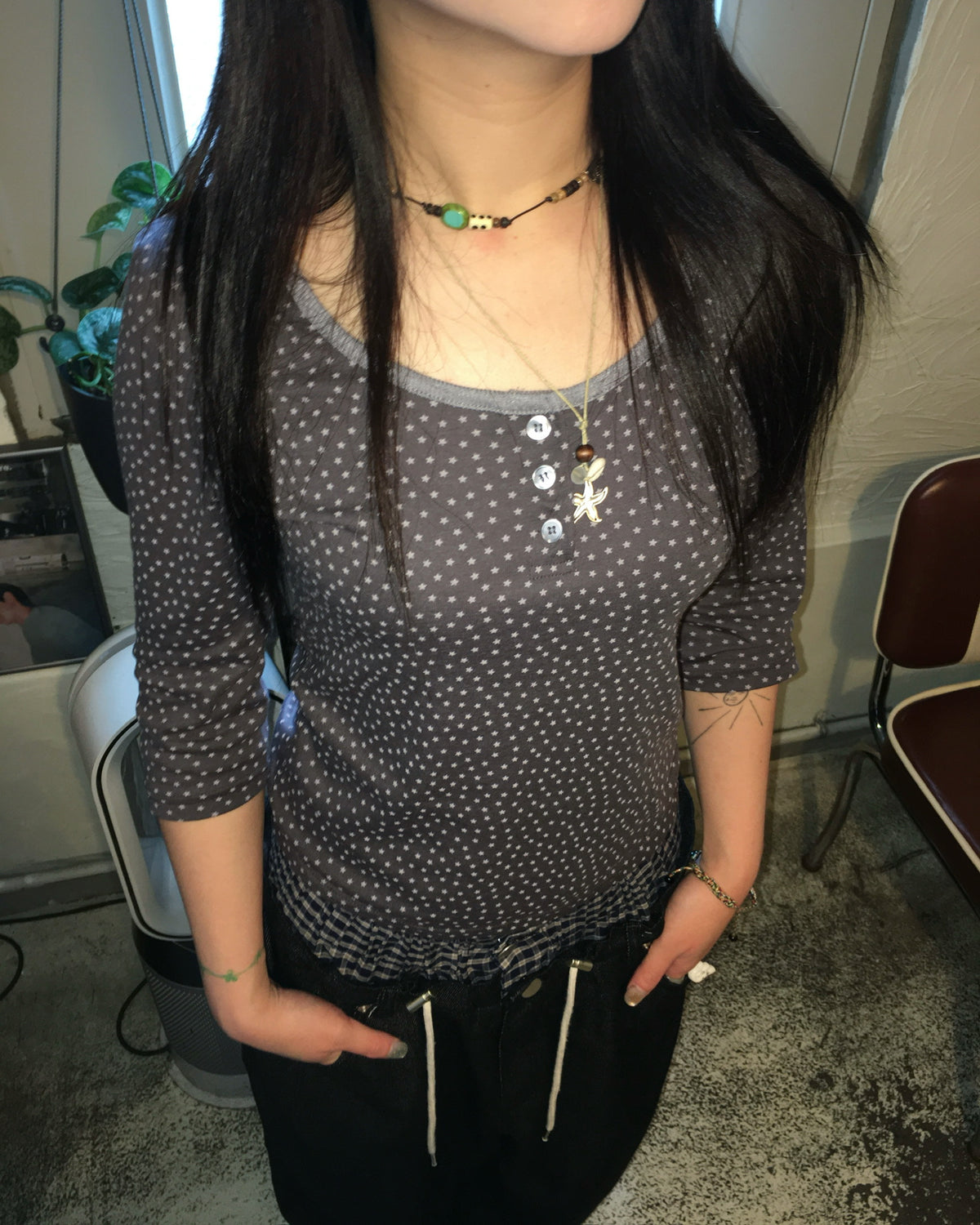 star 7 sleeve top (charcoal)