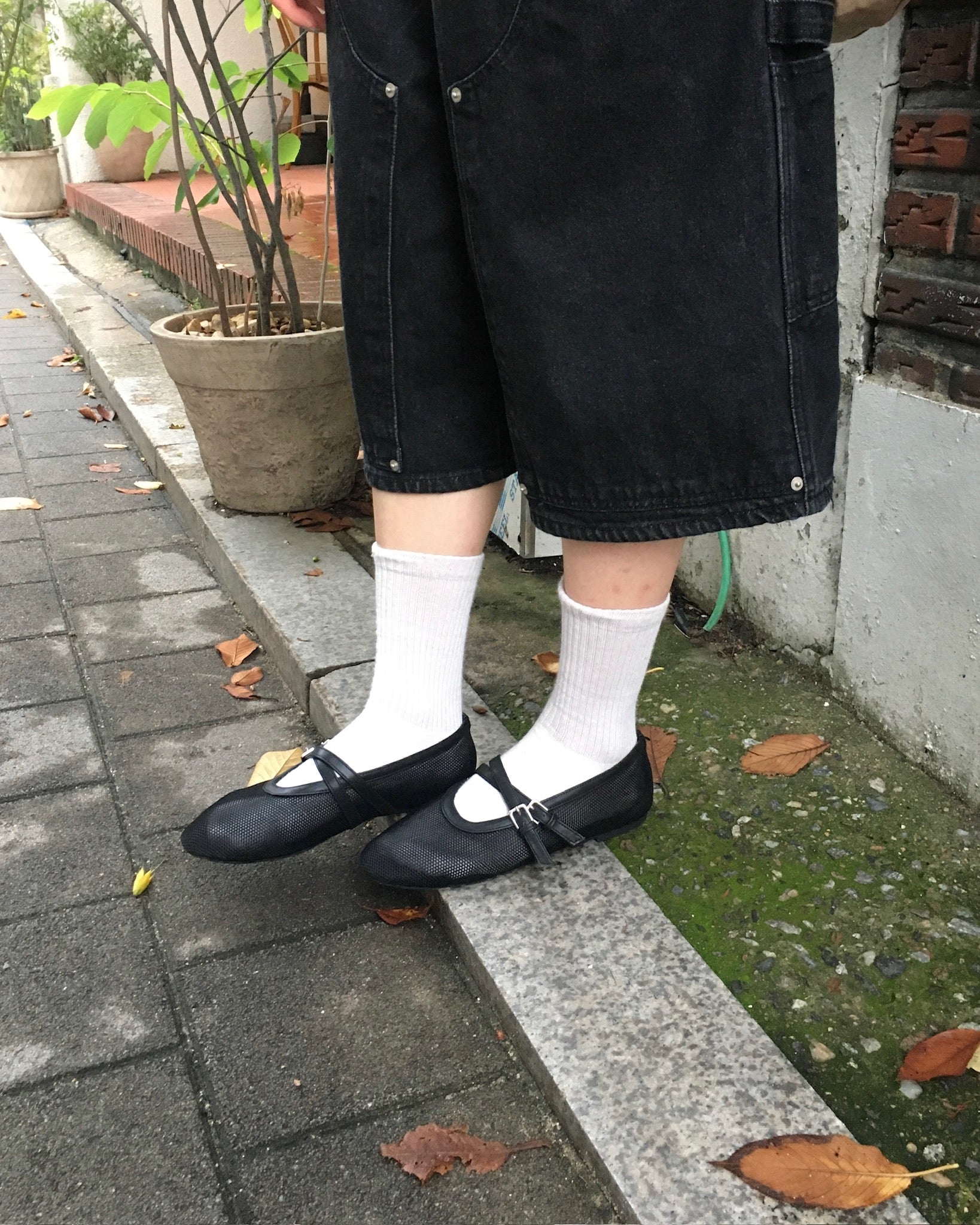 mesh mary jane loafers (black)