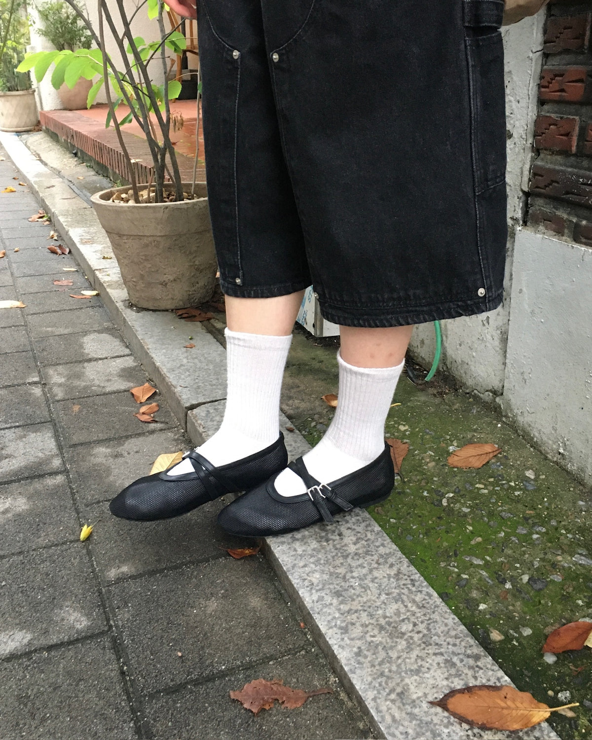 mesh mary jane loafers (black)