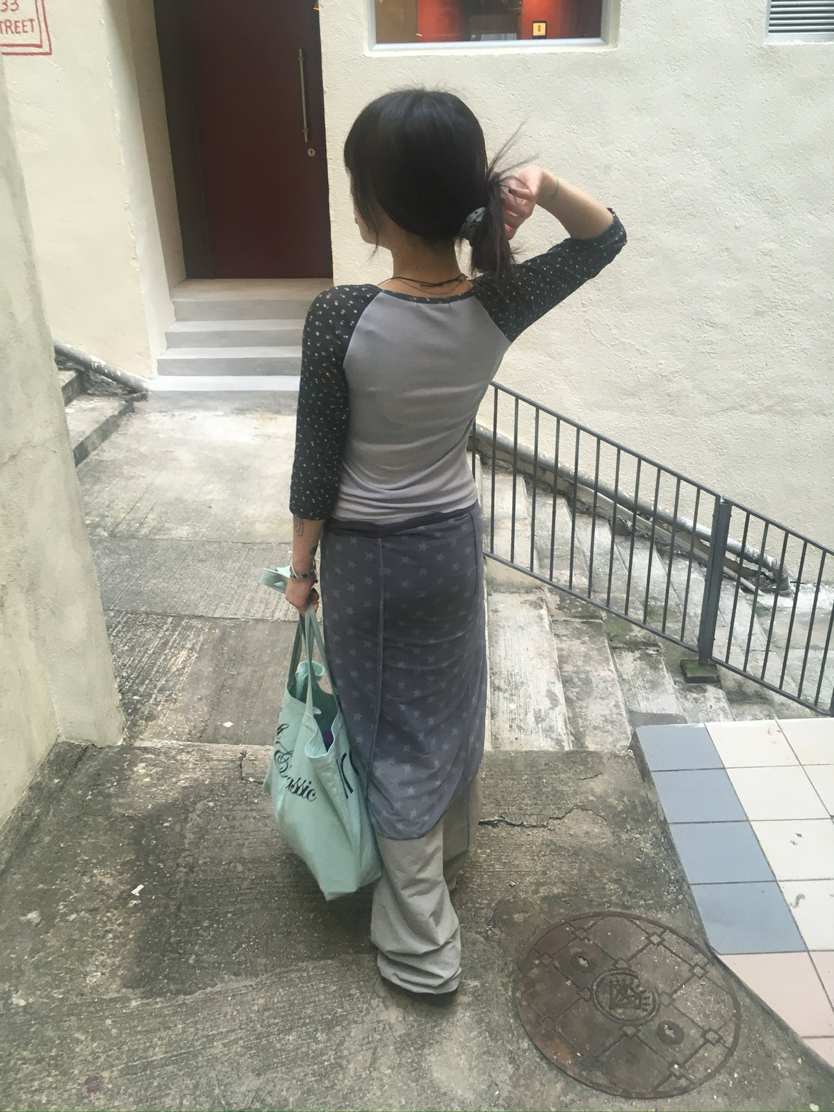 flower raglan 7 sleeve tee (sora)