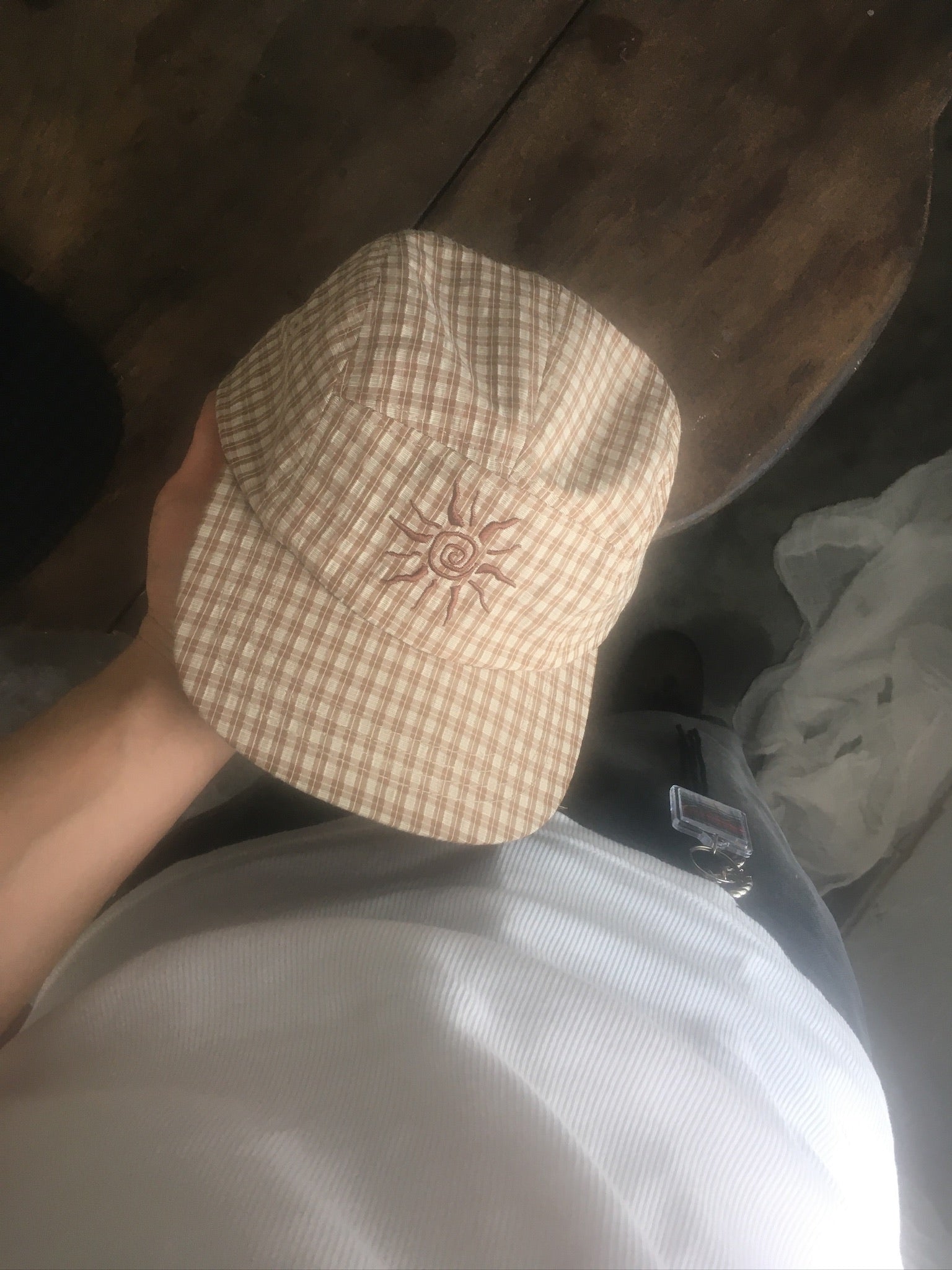 sun checked cap (brown)