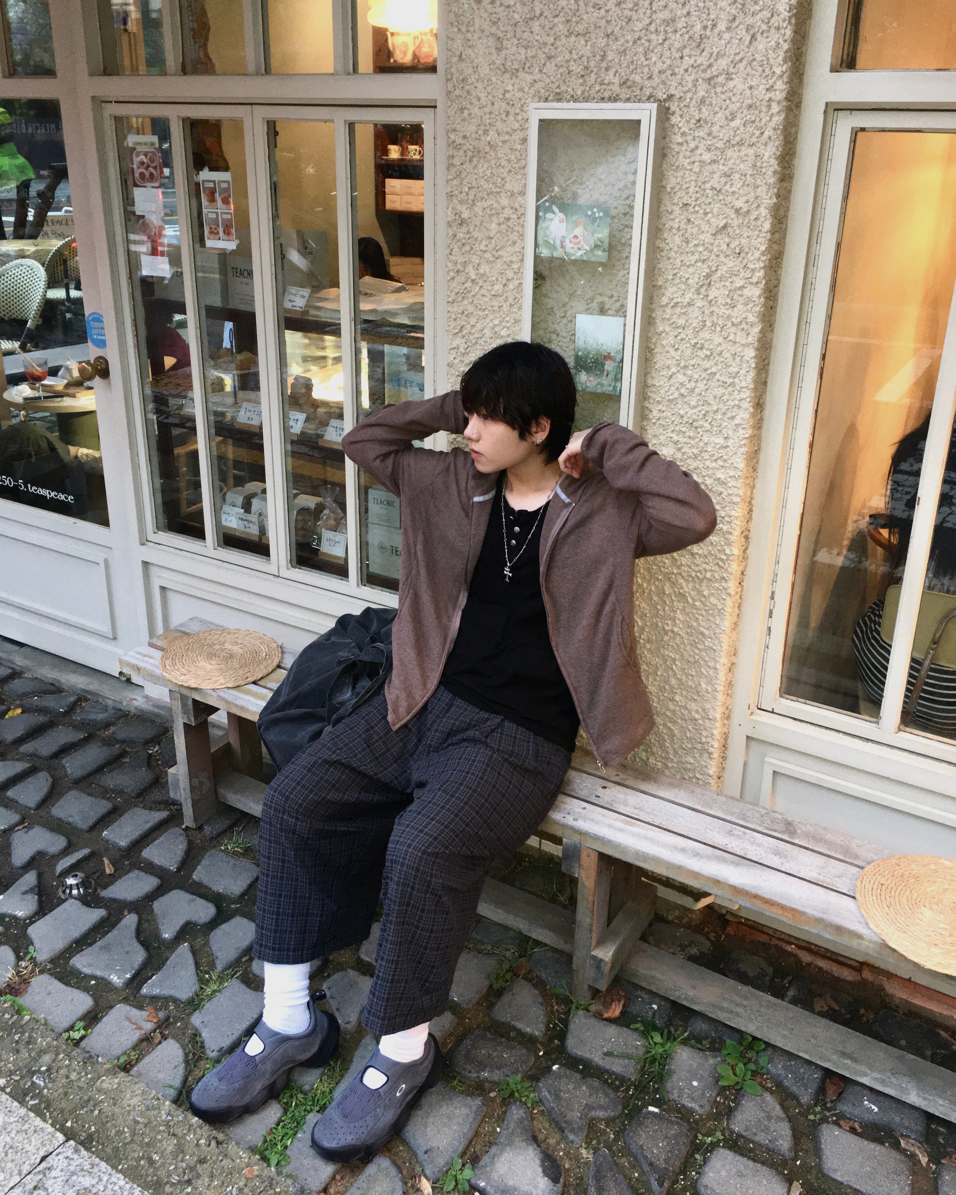 mesh hooded jacket (brown)