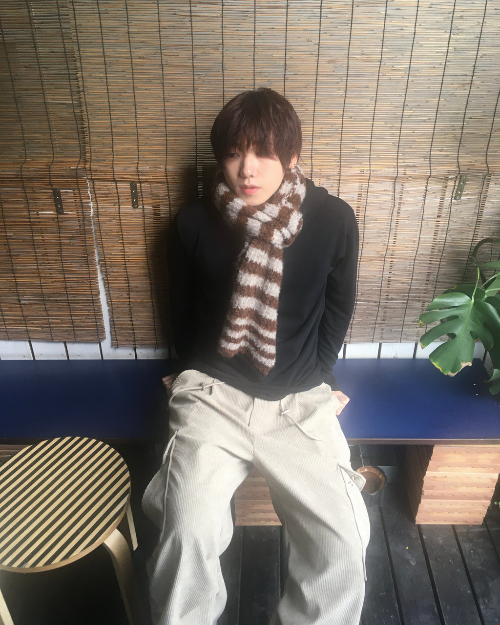 striped wool scarf (brown)