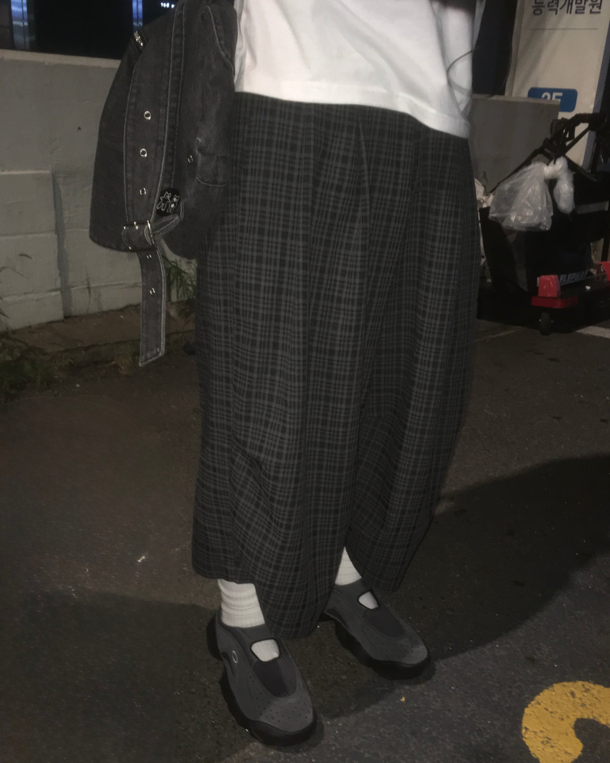 pie checked half pants (black) (men wear)