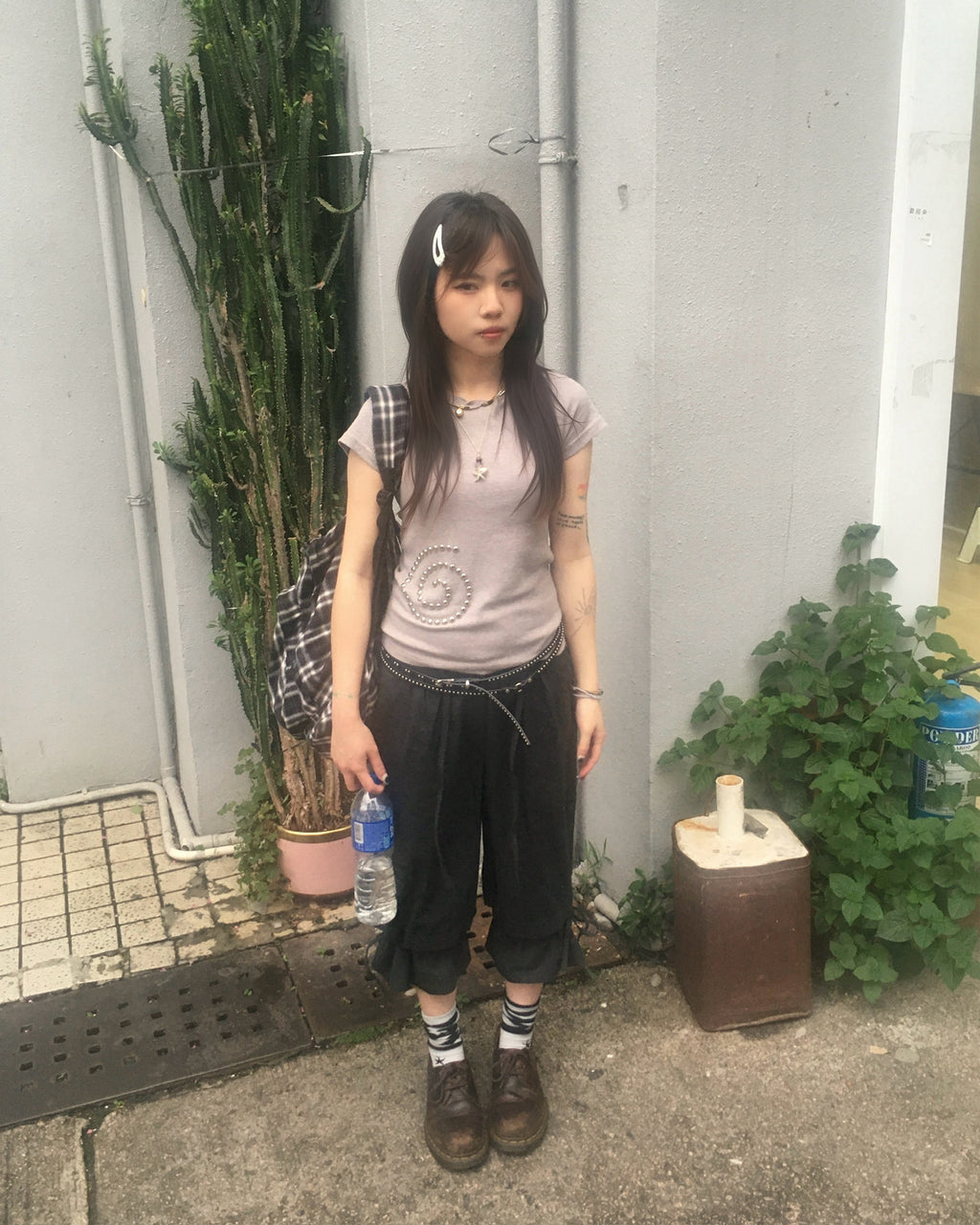 ruffle banding half pants (black)