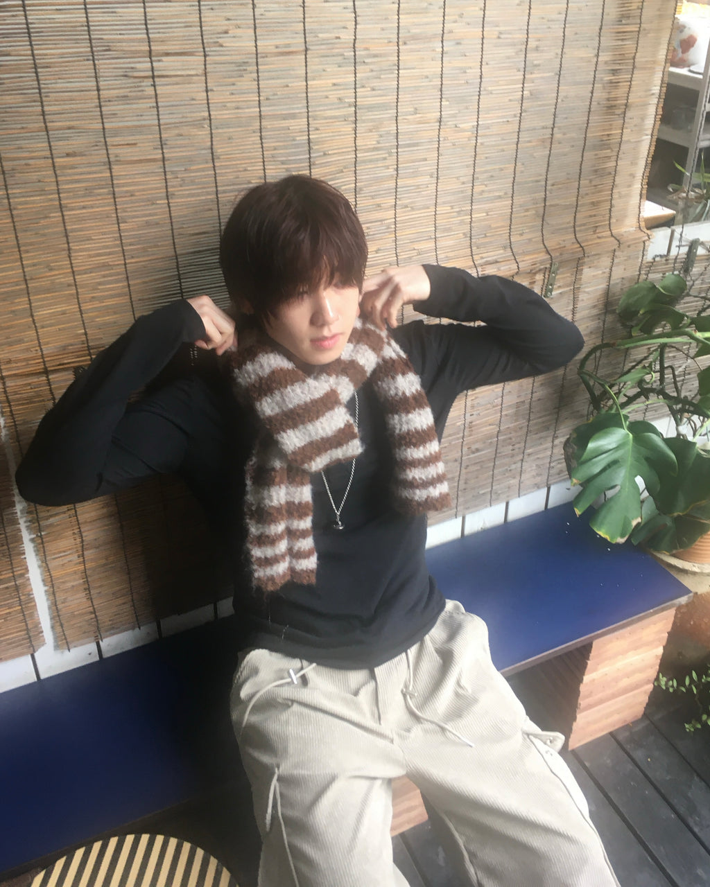 striped wool scarf (brown)