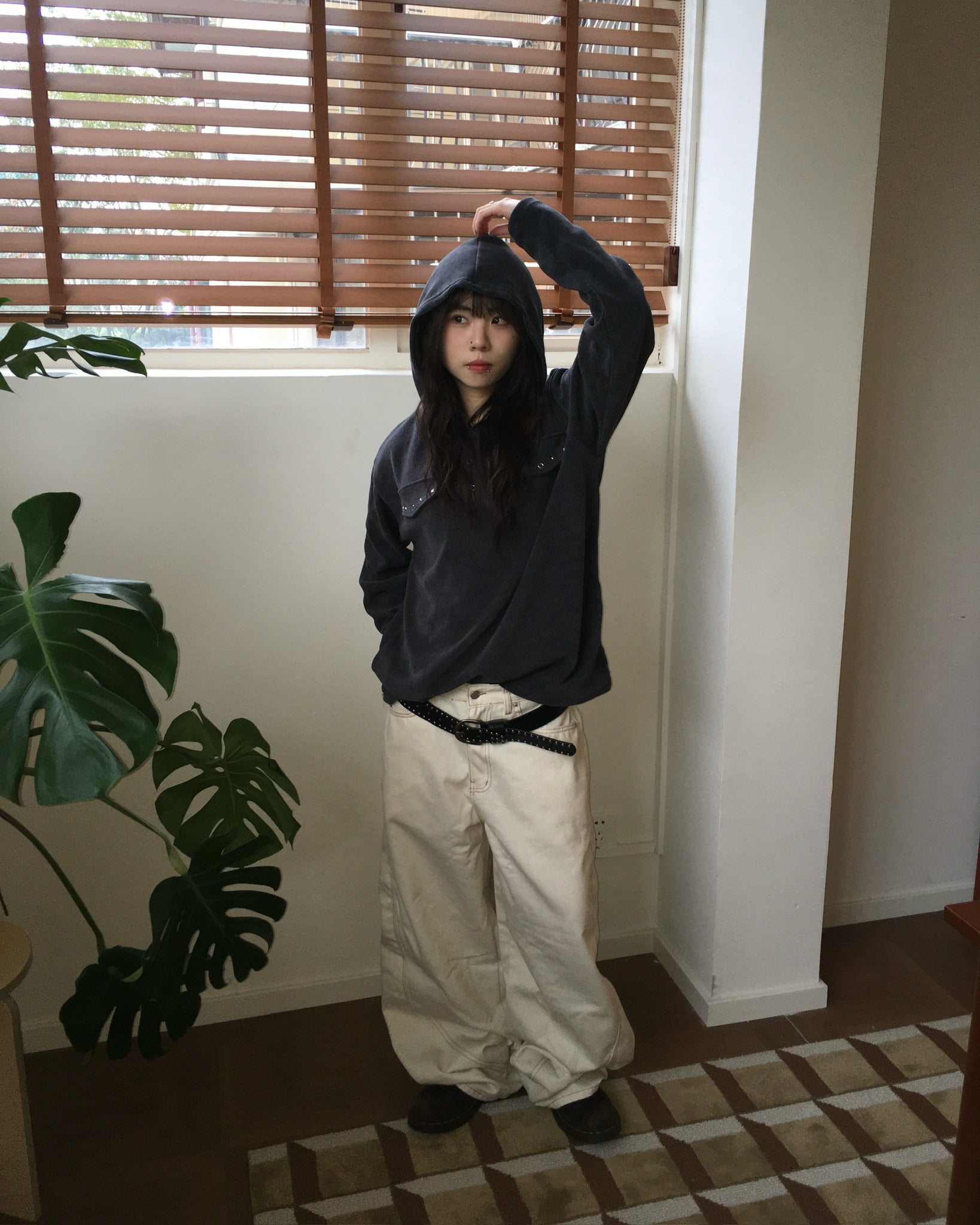 stitch pocket pants (cream)