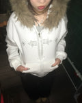 cross crop fur jacket (white)
